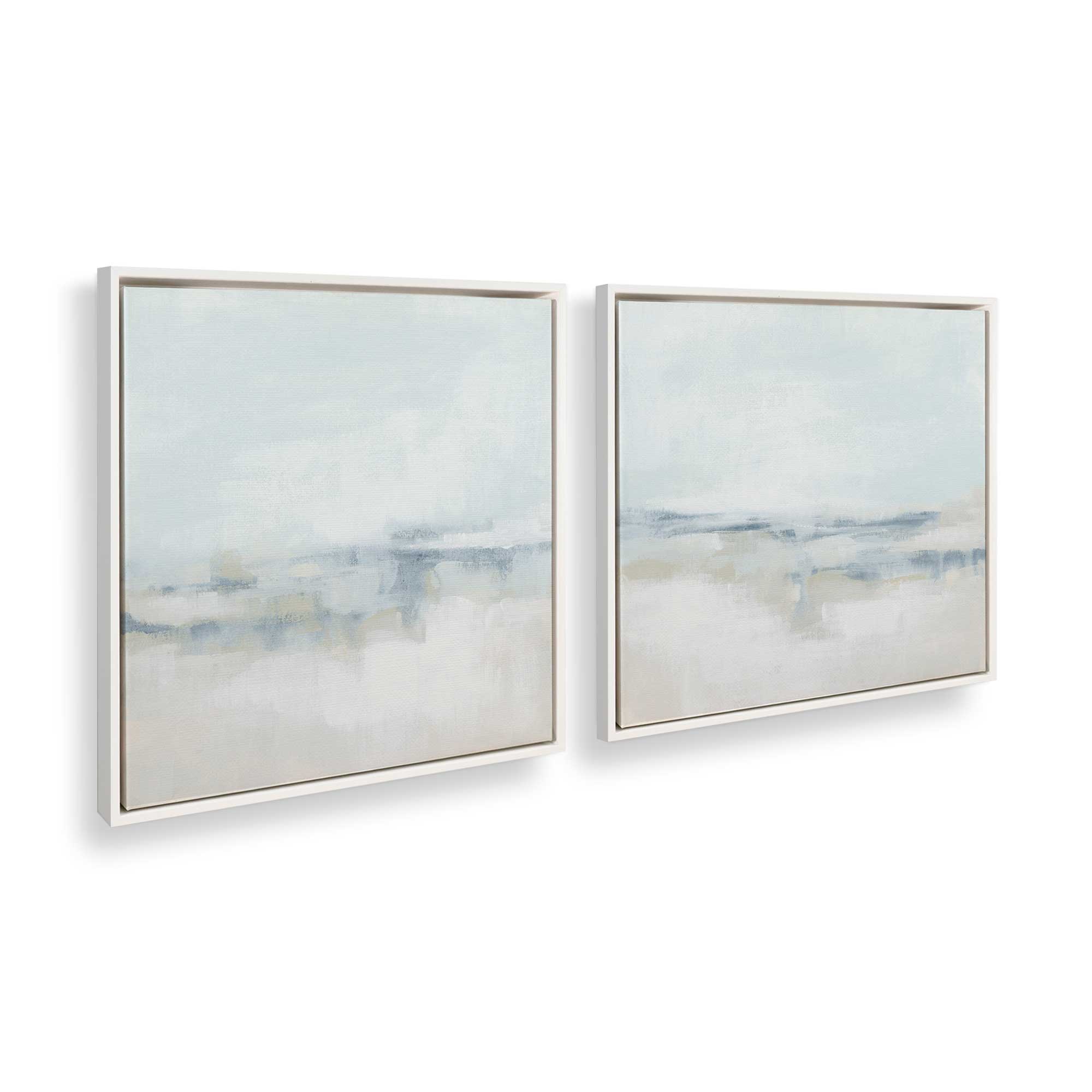 Cloudy Shoreline Hues - Set of 2 Premium Canvas Wall Art Prints for Coastal Home Decor | Perfect for Living Room, Bedroom & Beach House