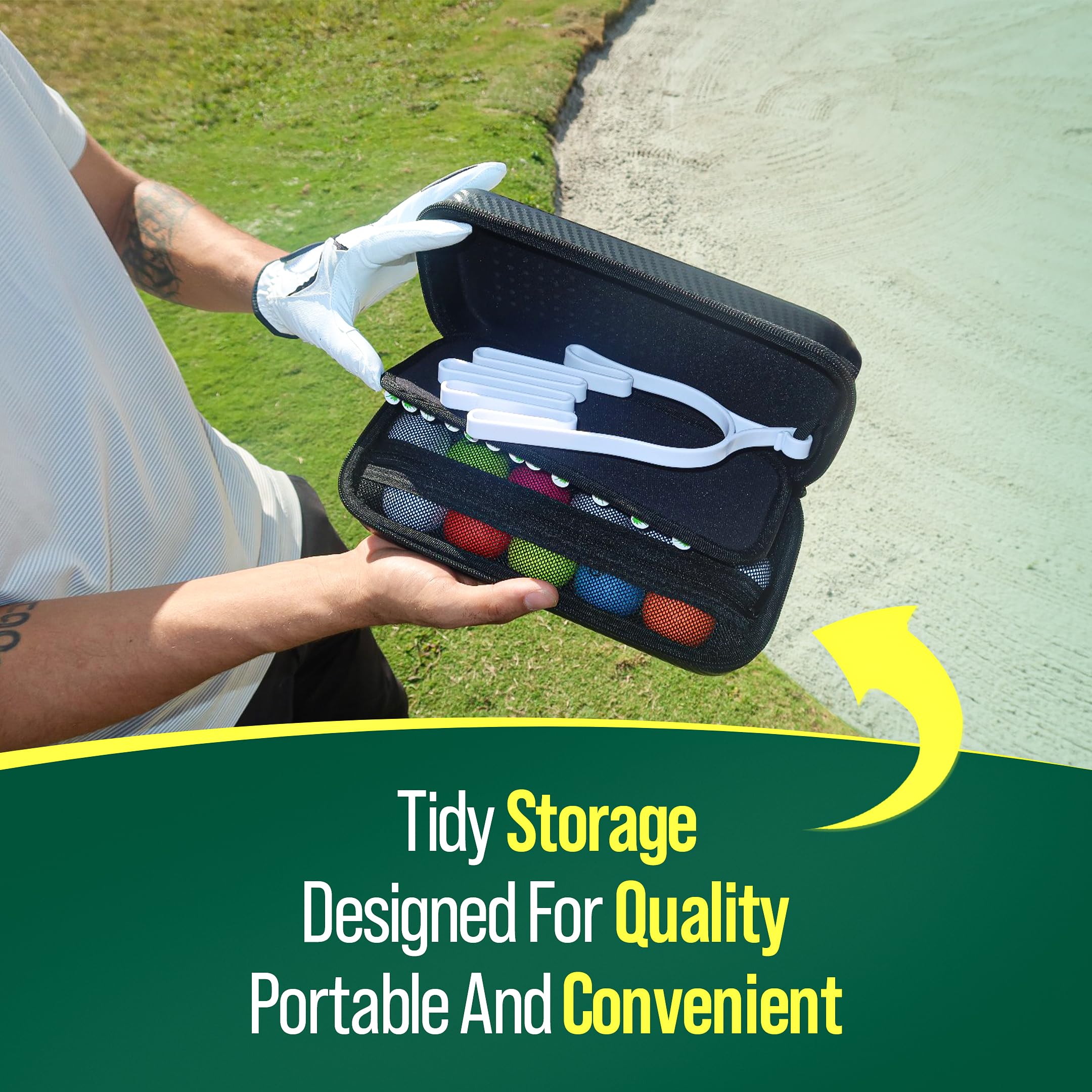 Premium Golf Glove Holder & Organizer - Durable Golf Bag Accessories for Men - Essential Golf Ball & Glove Storage Case - Perfect for Golf Course & Travel Use