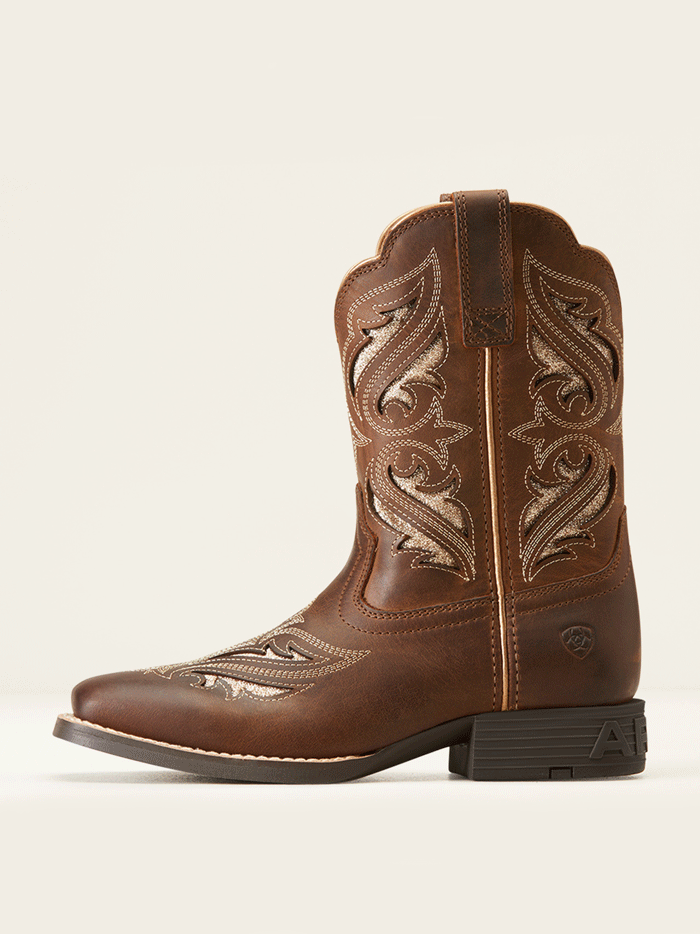 Ariat Kids Round Up Bliss Western Boots for Girls - Sassy Brown Leather Cowboy Boots - Perfect for Rodeo, Horse Riding & Western Fashion