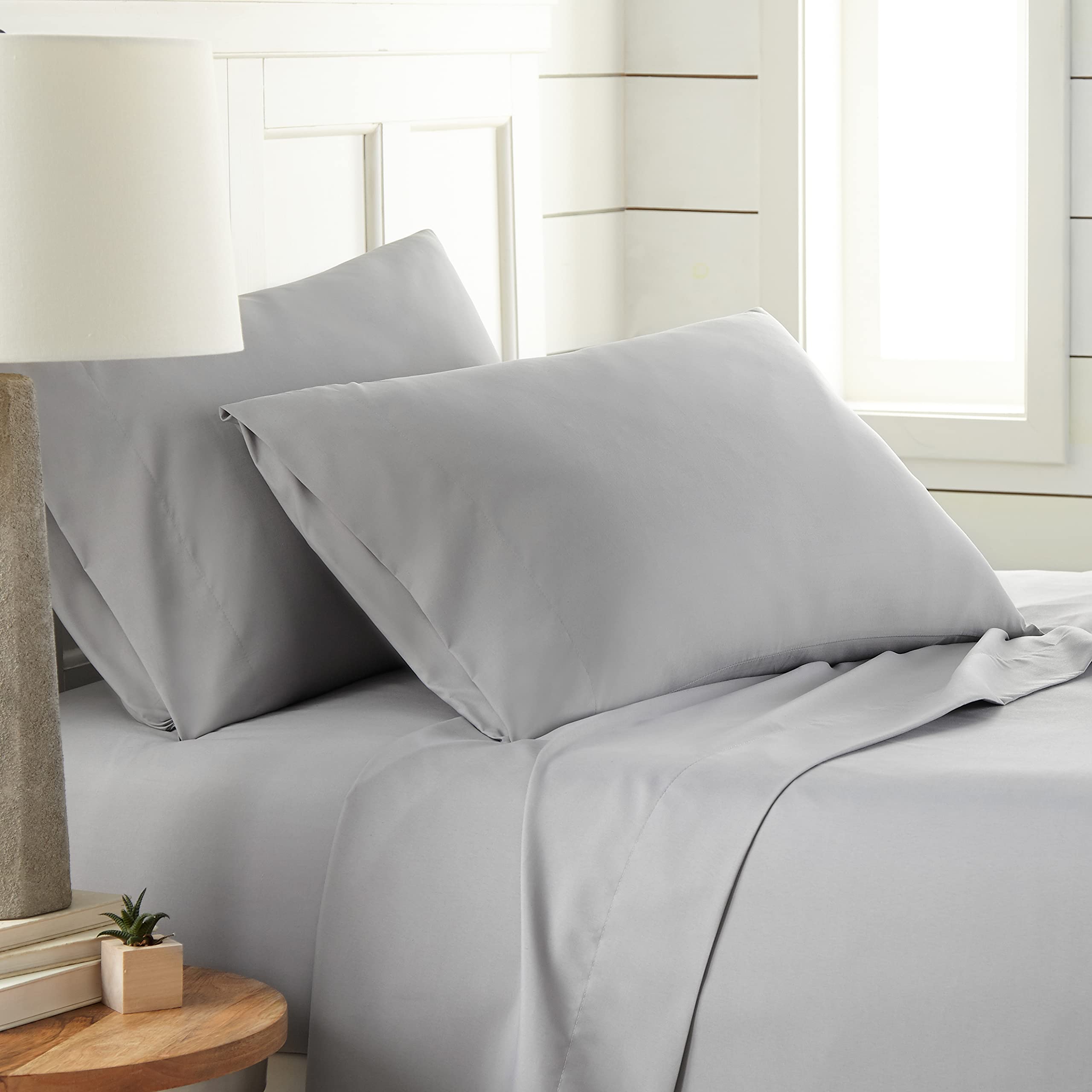 Premium Queen Size Sheets Set - 4-Piece Microfiber Bedding for Deep Pockets | Steel Grey Luxury Bed Sheets for Home & Hotel Use