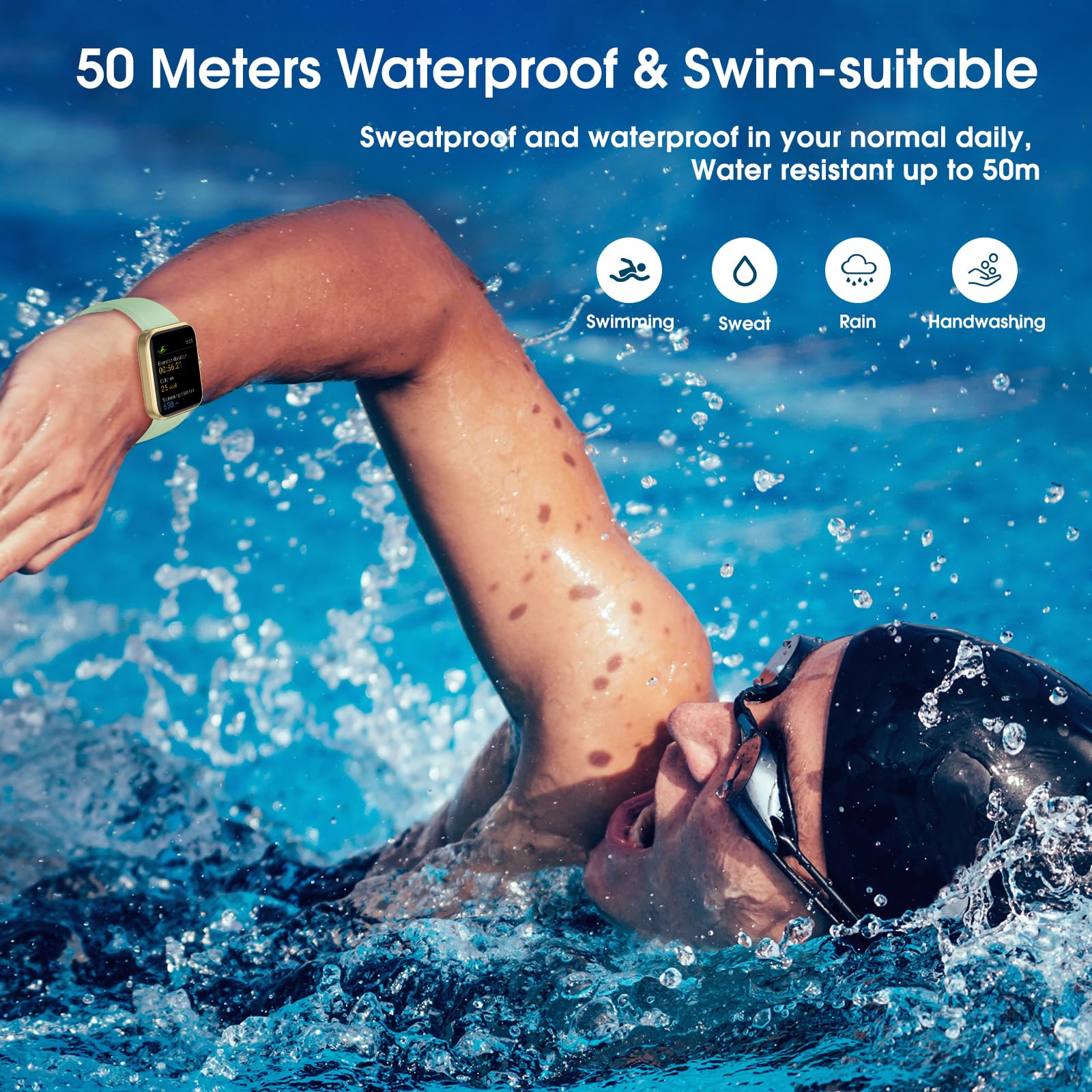Smart Watch for Men & Women - 45mm Touchscreen Fitness Tracker with Heart Rate Monitor, Blood Oxygen & Sleep Tracking | IP68 Waterproof | Compatible with Android & iOS | Perfect for Workouts, Running & Daily Activity Tracking