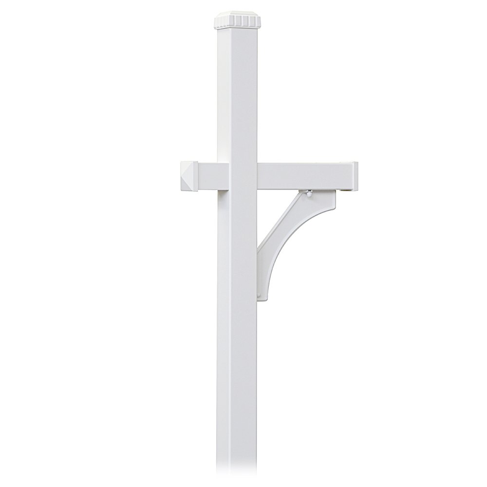 Salsbury Industries 4870WHT White Deluxe Single-Sided Mailbox Post - In-Ground Mounted for Residential & Commercial Mailboxes - Perfect for Driveways, Front Yards & Street Side Installations