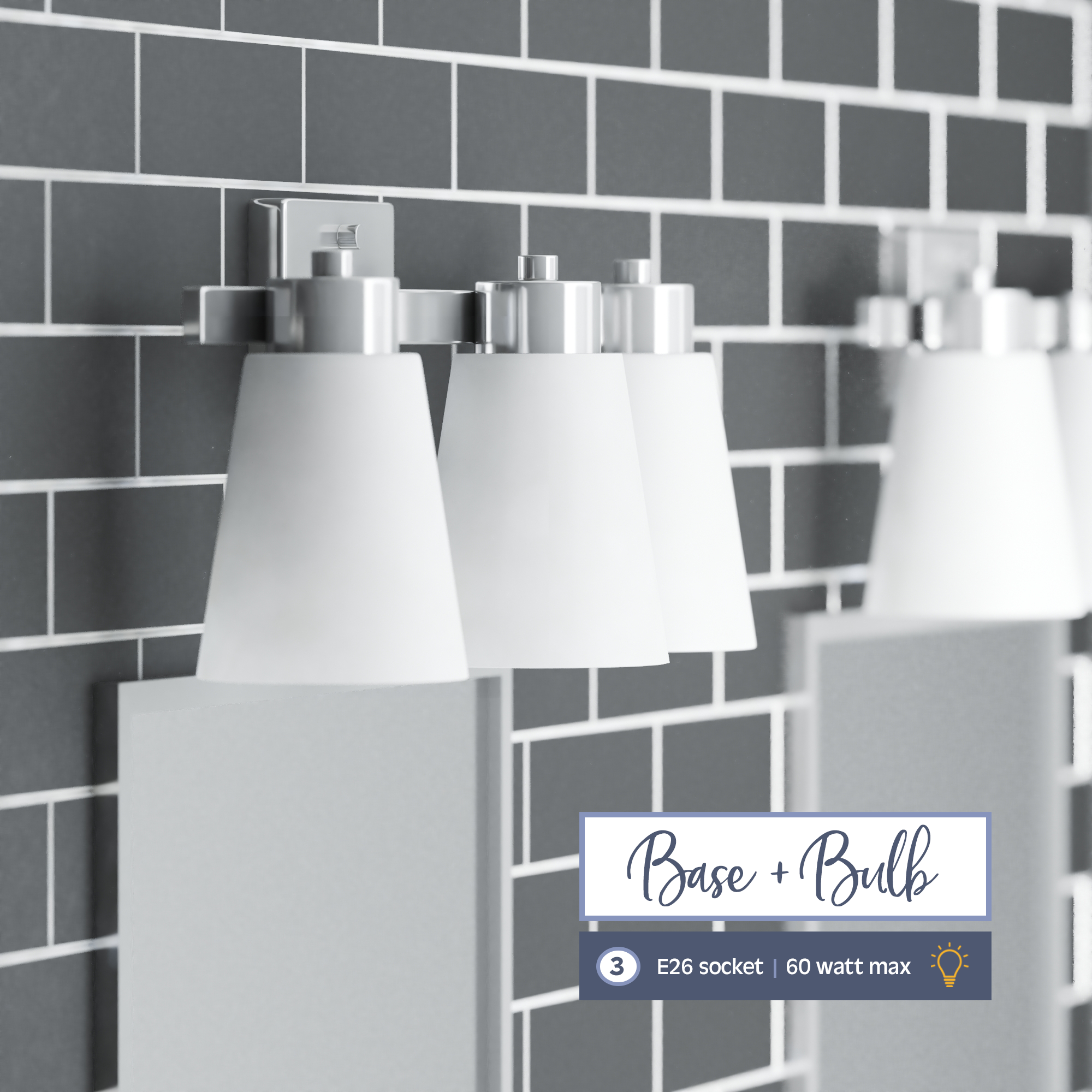 Fairendale 3-Light Vanity Light Fixture with Frosted Glass Shades in Brushed Nickel Finish - Perfect for Bathroom, Bedroom, and Dressing Room Lighting
