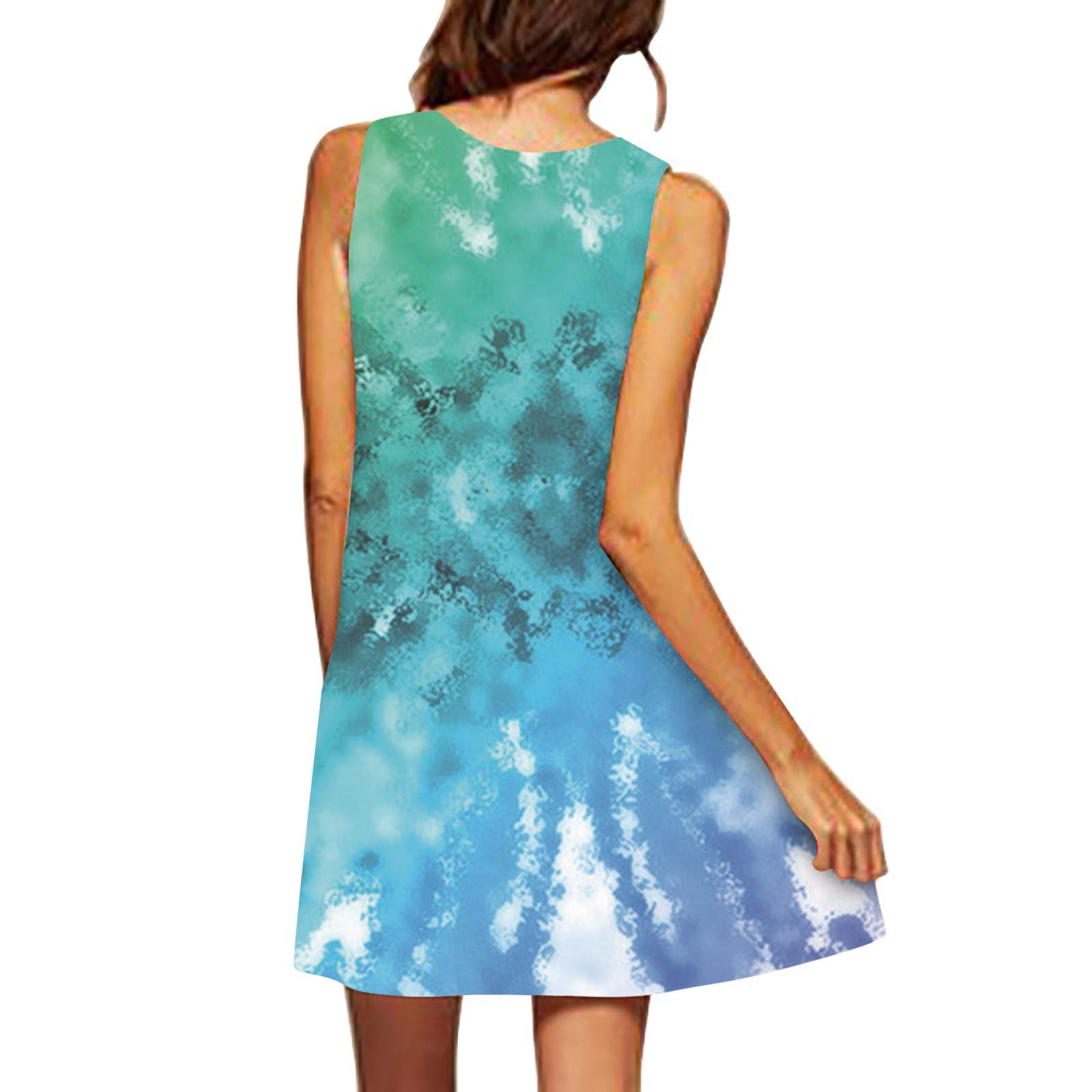Stylish Summer Printed Round Neck Sleeveless Loose Fit Casual Dress for Women - Perfect for Beach Outings, Vacation Wear & Everyday Comfort
