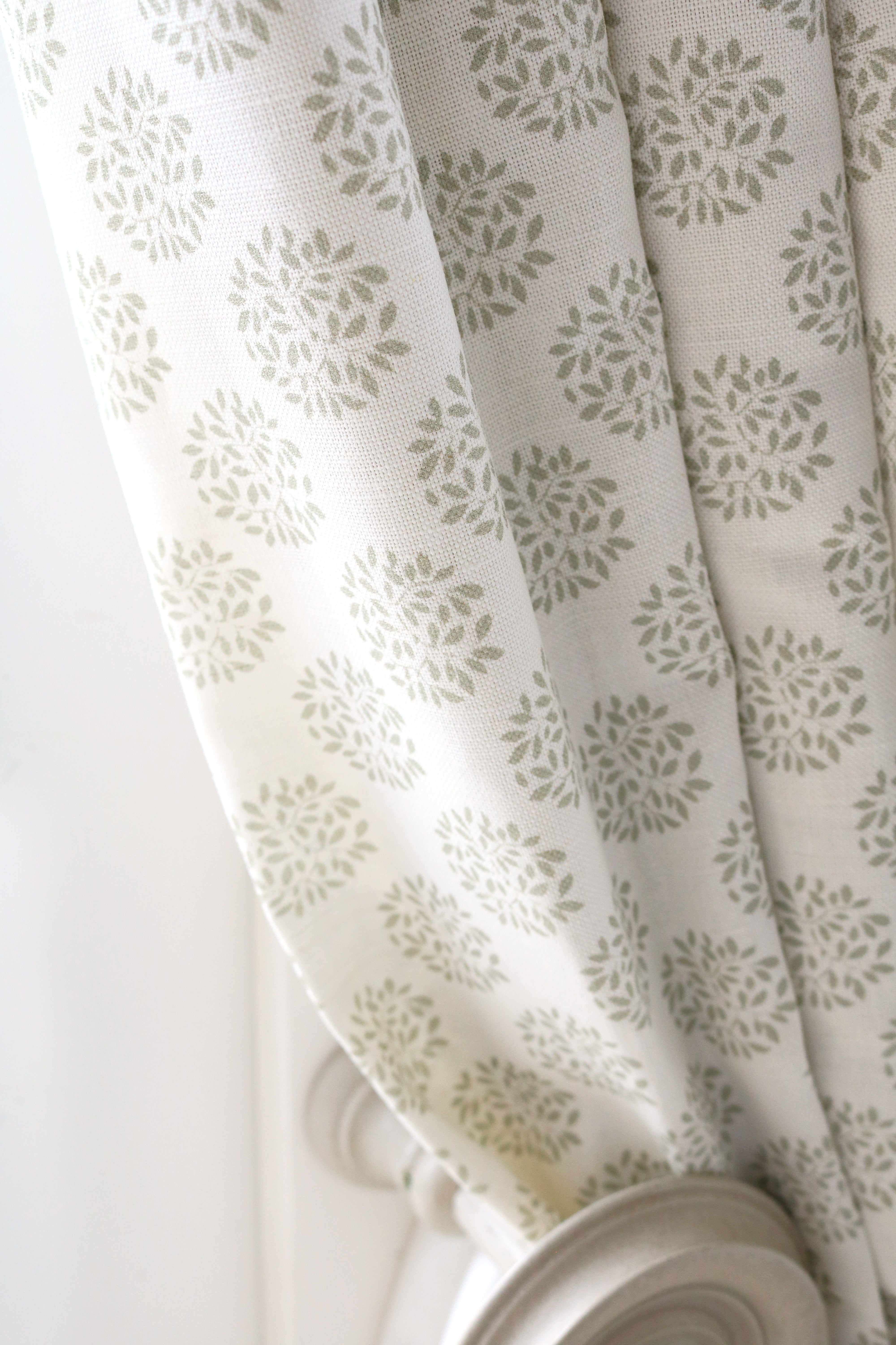 Orchard Fabric - Soft Moss on White | Premium Cotton Blend for Home Decor, Upholstery & DIY Crafts | Perfect for Curtains, Pillows & Furniture