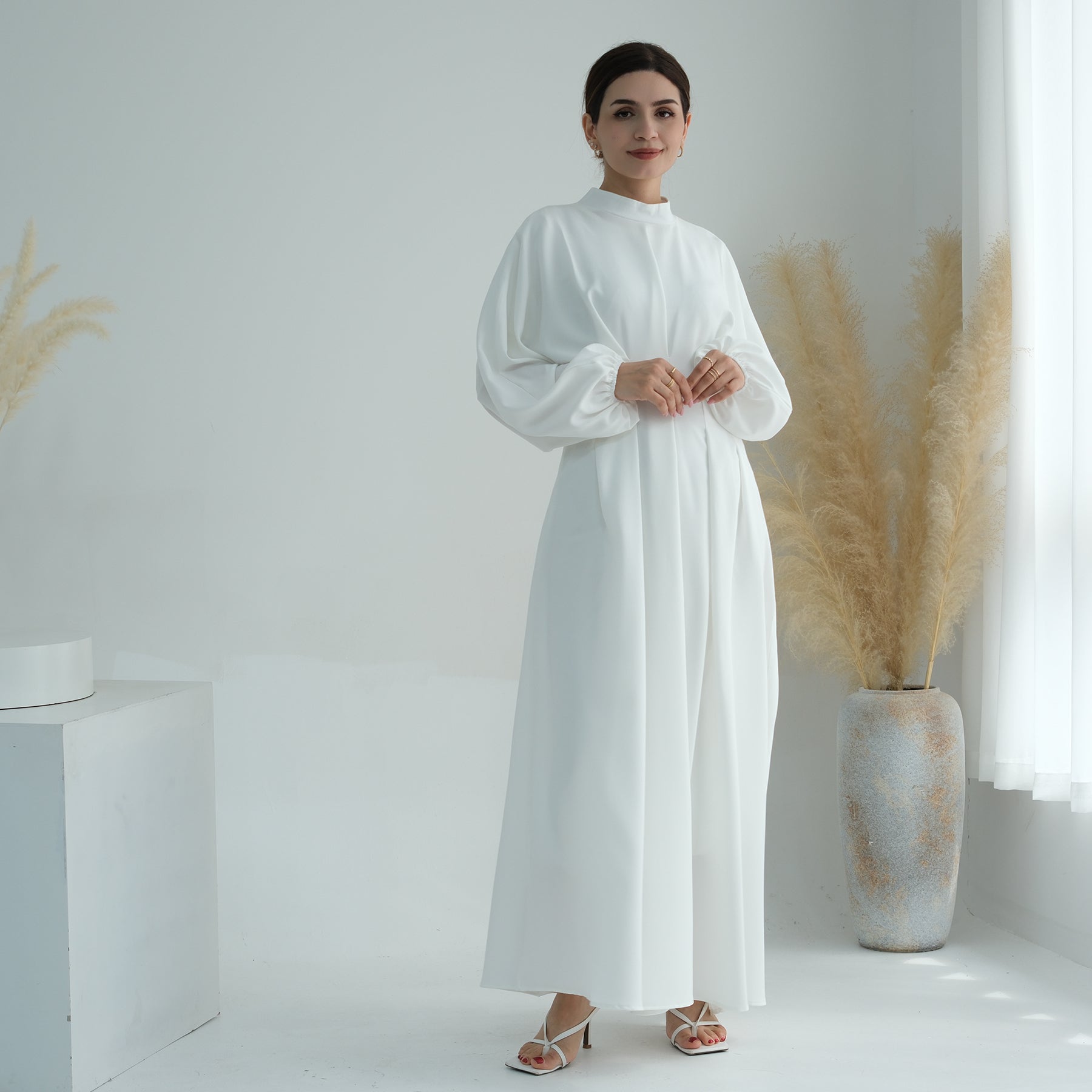 Madison Long Sleeve Maxi Dress for Women - Elegant White Flowy Evening Gown - Perfect for Weddings, Parties & Special Occasions