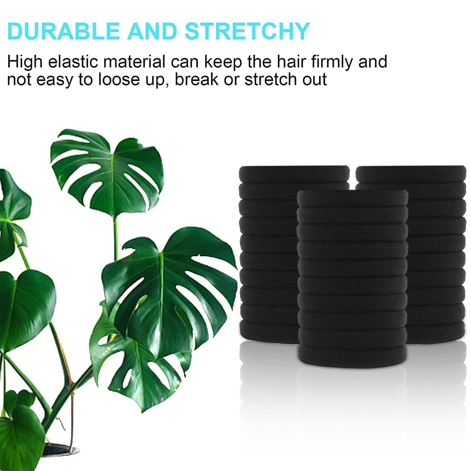 20/30/40 Pcs Black Hair Ties - Soft Elastic Hair Bands & Scrunchies for Ponytail Holders - Women's Hair Accessories for Workout, Office & Everyday Use