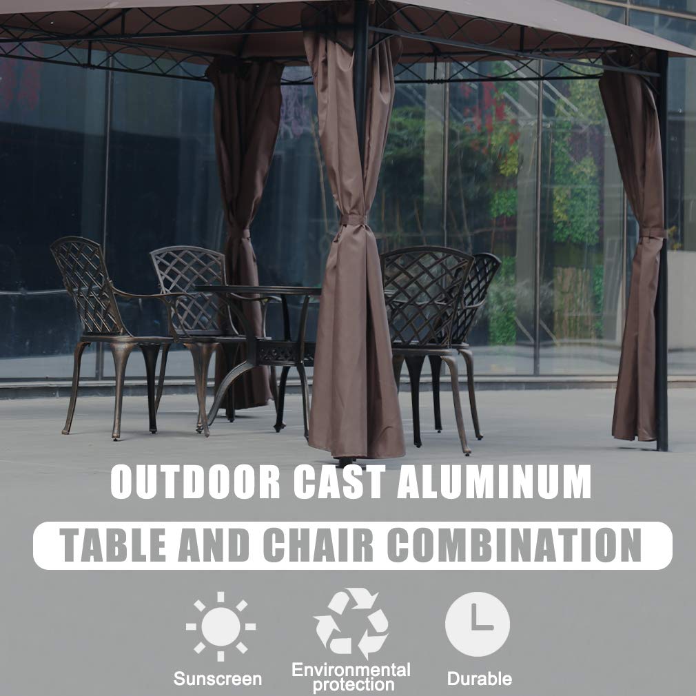 FDW Weather Resistant Round Patio Dining Table - Wrought Iron Outdoor Furniture for Garden, Backyard, and Poolside Dining