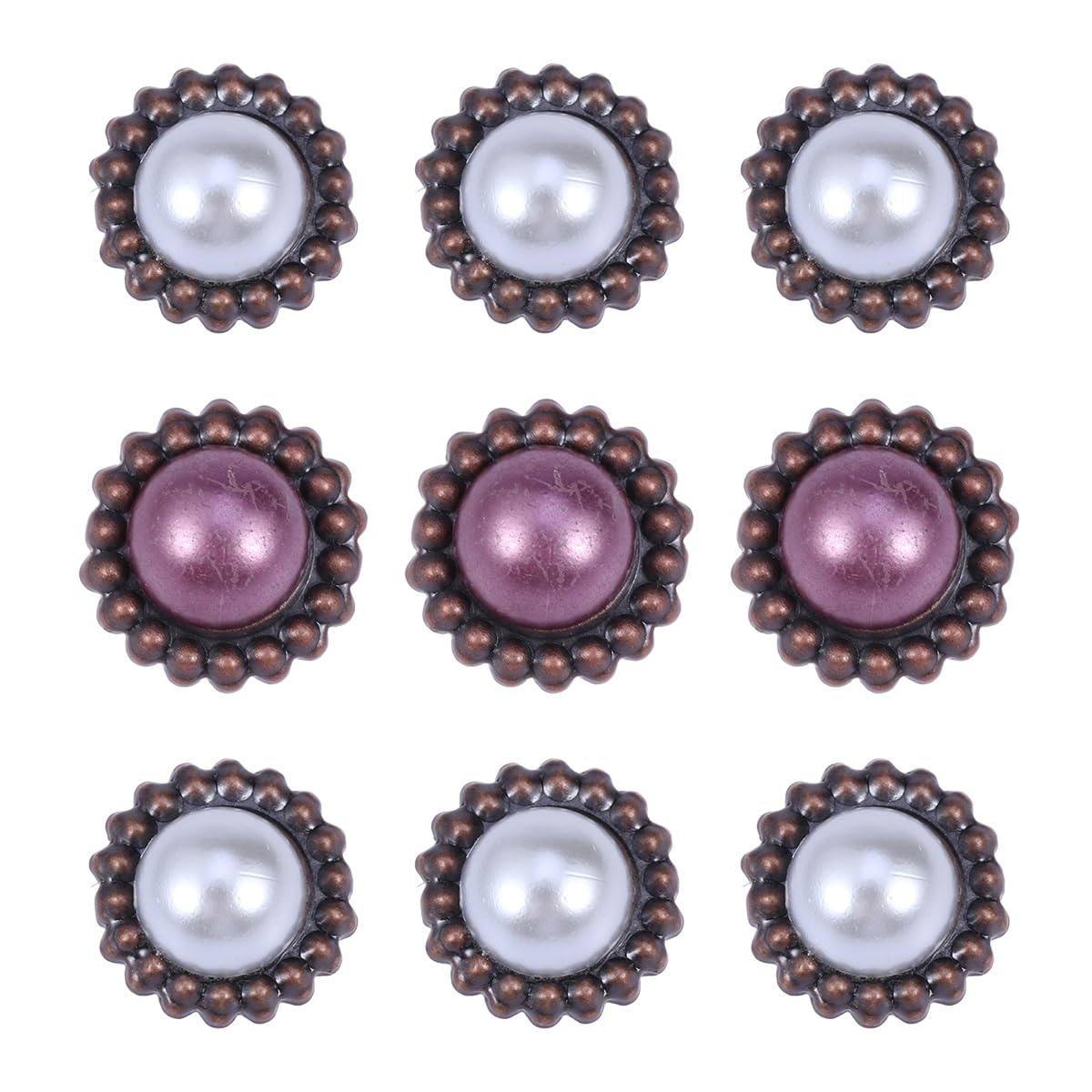 Vintage Pearl Metal Brads 20pcs - DIY Craft Fasteners for Scrapbooking & Card Making