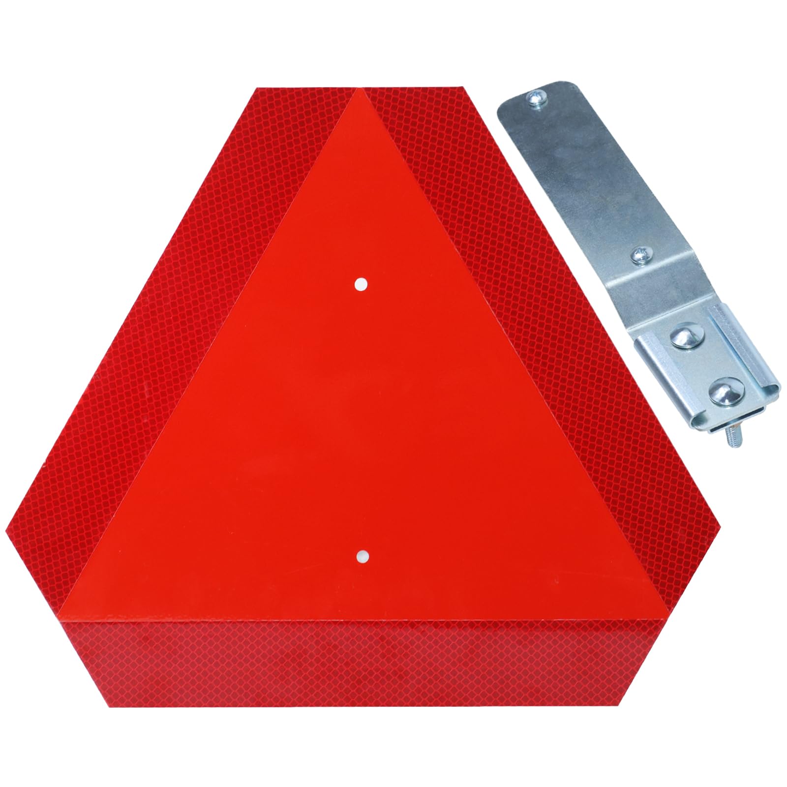 GELASKA Slow Moving Vehicle Sign with Mounting Brackets - Reflective Aluminum Triangle Safety Sign for Golf Carts, UTVs, Tractors & Horse Carriages - Includes 1 Sign, 1 Bracket, 4 Bolts & Nuts - Perfect for Farm Equipment, Road Safety & Low-Speed Vehicles