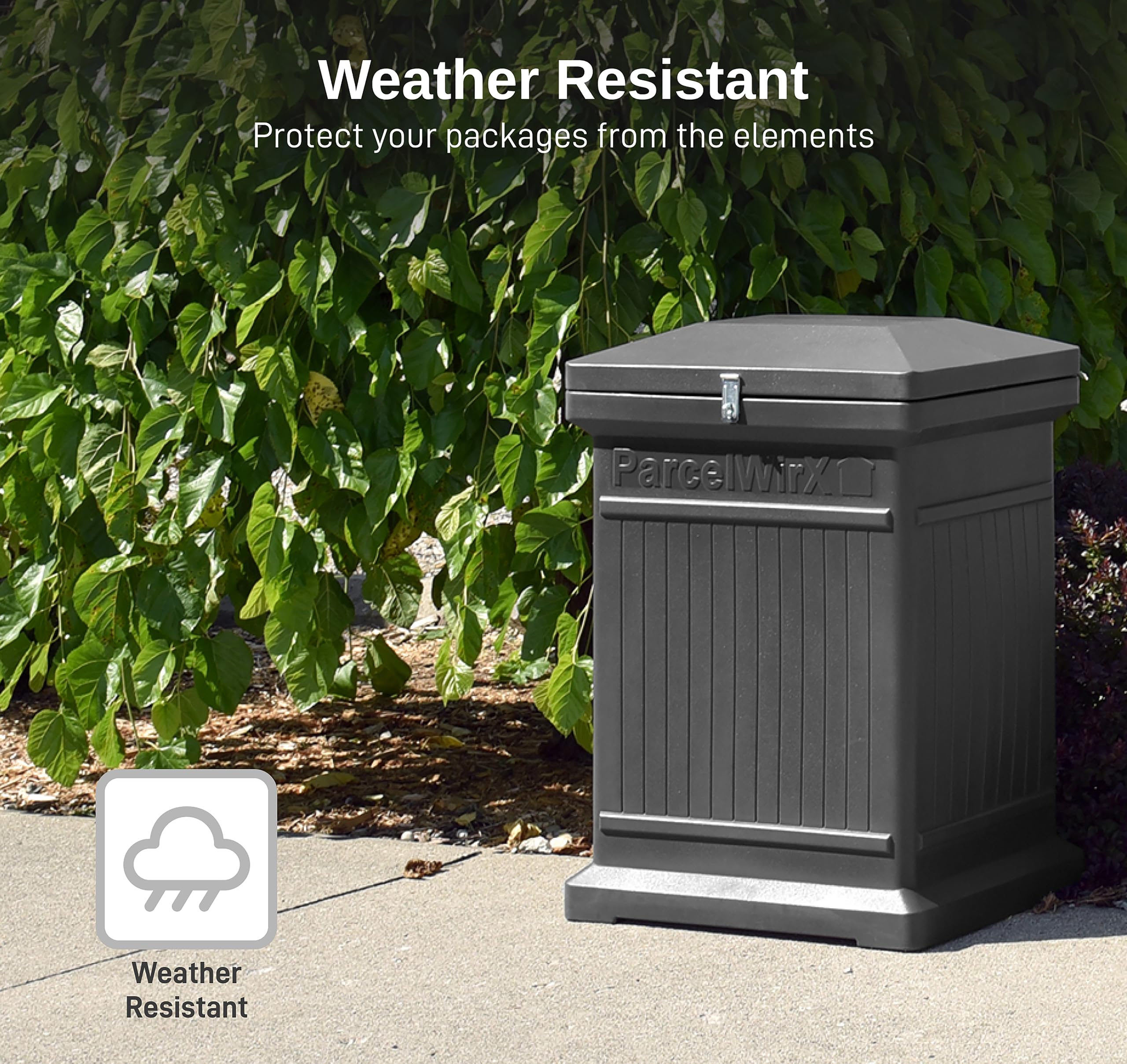 Premium Vertical Storage Cabinet - Lockable Package Delivery Box with Hinged Lid in Graphite | Secure Mail & Parcel Organizer for Home, Office & Porch | Durable Weatherproof Package Drop Box