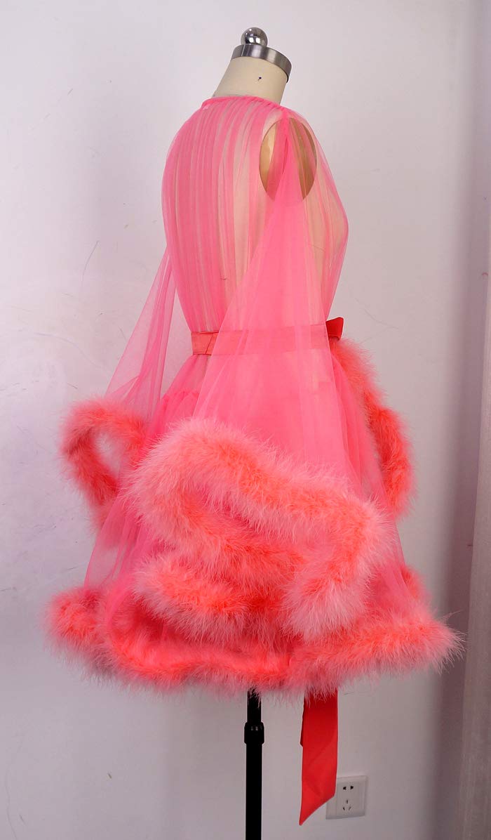 Sexy Feather Bridal Robe - Marabou Tulle Illusion Long Wedding Scarf - Custom Made Lingerie for Bridal Shower, Honeymoon & Boudoir Photography
