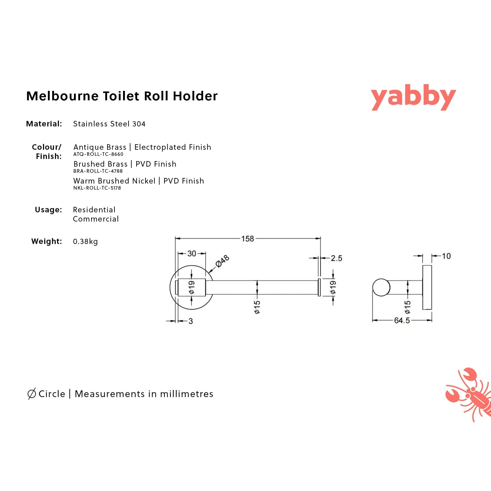 Brushed Brass Toilet Paper Holder - Modern Bathroom Tissue Roll Stand for Melbourne Homes | Perfect for Powder Rooms, Guest Bathrooms & Master Suites