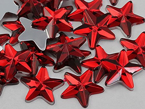 6mm Red LQ17 Star Self-Adhesive Acrylic Rhinestones - 250PCS (5 Sheets) Plastic Face Gems for DIY Crafts, Body Jewelry, Cards & Invitations - Perfect for Nail Art, Costume Accessories & Party Decorations