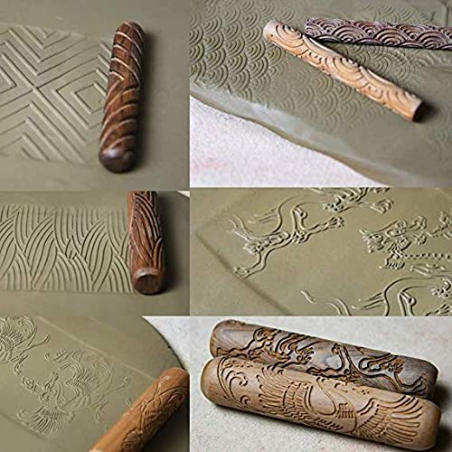 10pcs Wooden Clay Modeling Pattern Rollers Kit - Pottery Tools Set with Storage Box for DIY Ceramic Art & Pastry Making | Lightweight, Easy to Clean & Convenient Design | Perfect for Home Crafts, School Projects & Professional Pottery Studios
