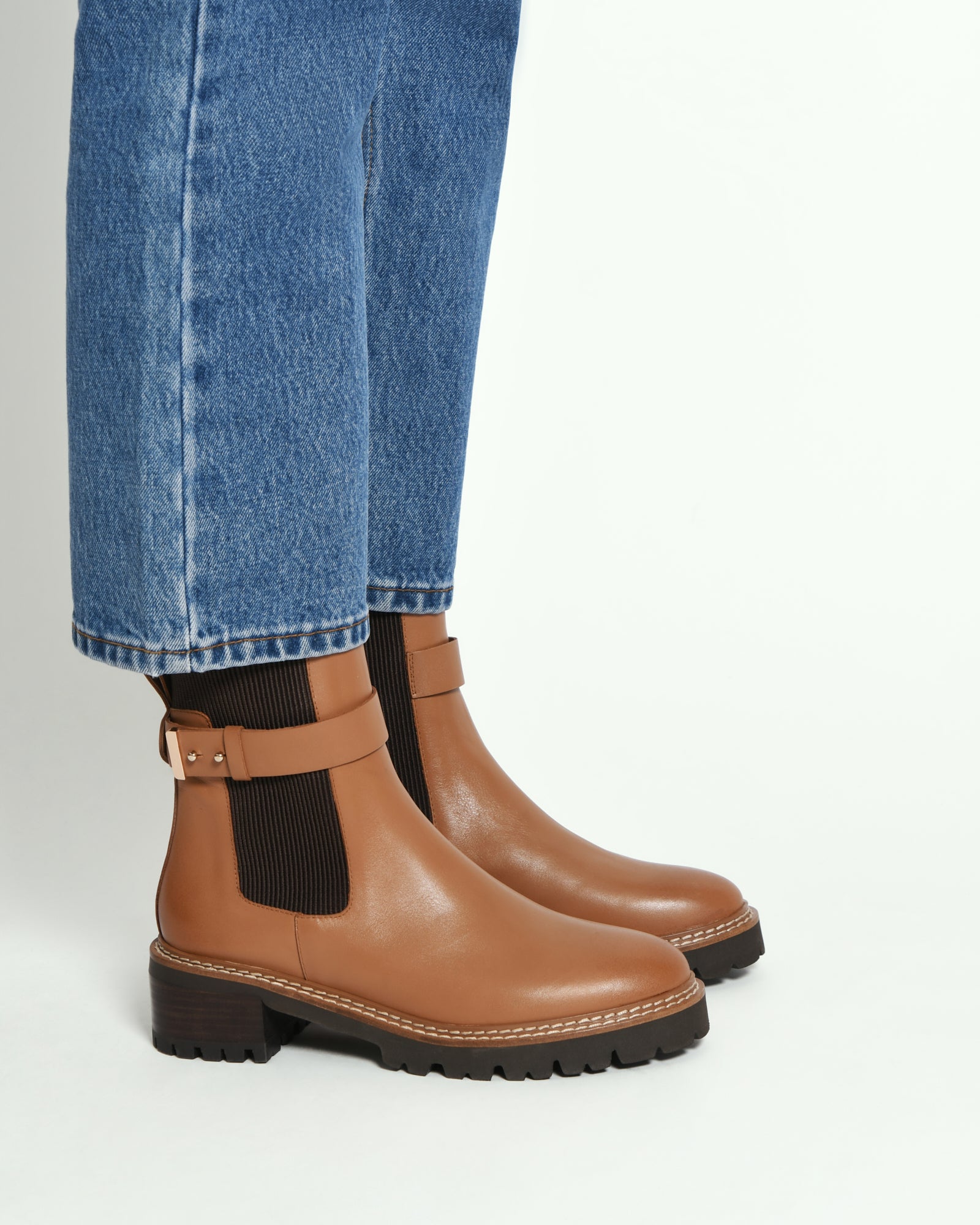 KIKO Women's Flat Ankle Boots - Genuine Leather True Tan Color - Comfortable Casual Shoes for Work, Travel & Everyday Wear