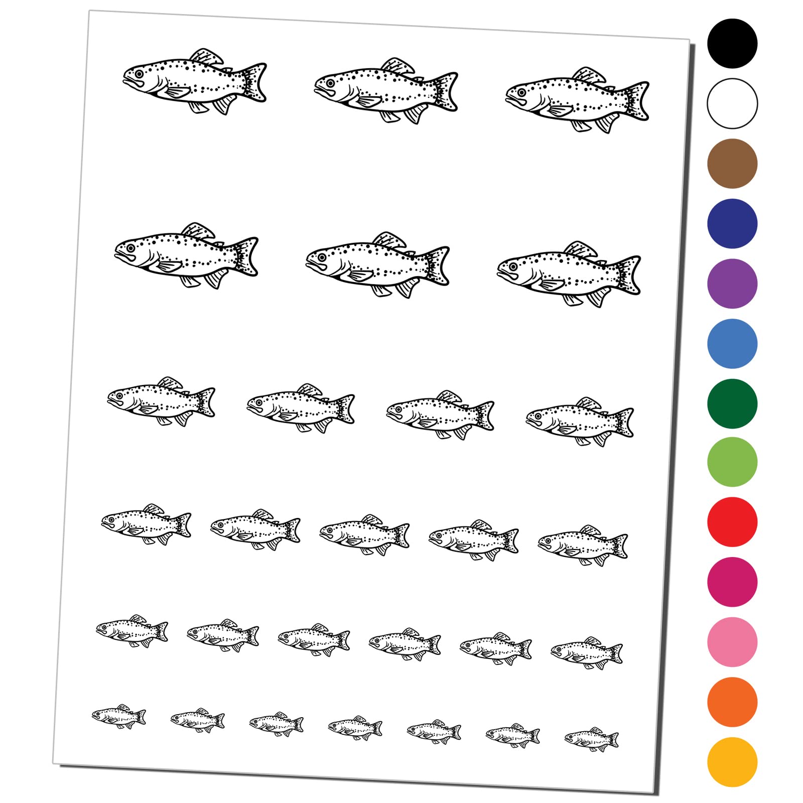 Waterproof Rainbow Trout Fishing Temporary Tattoos - Realistic Spotted Fish Body Art Stickers for Anglers & Outdoorsmen (Black, 1 Sheet) - Perfect for Fishing Trips, Outdoor Adventures & Costume Parties
