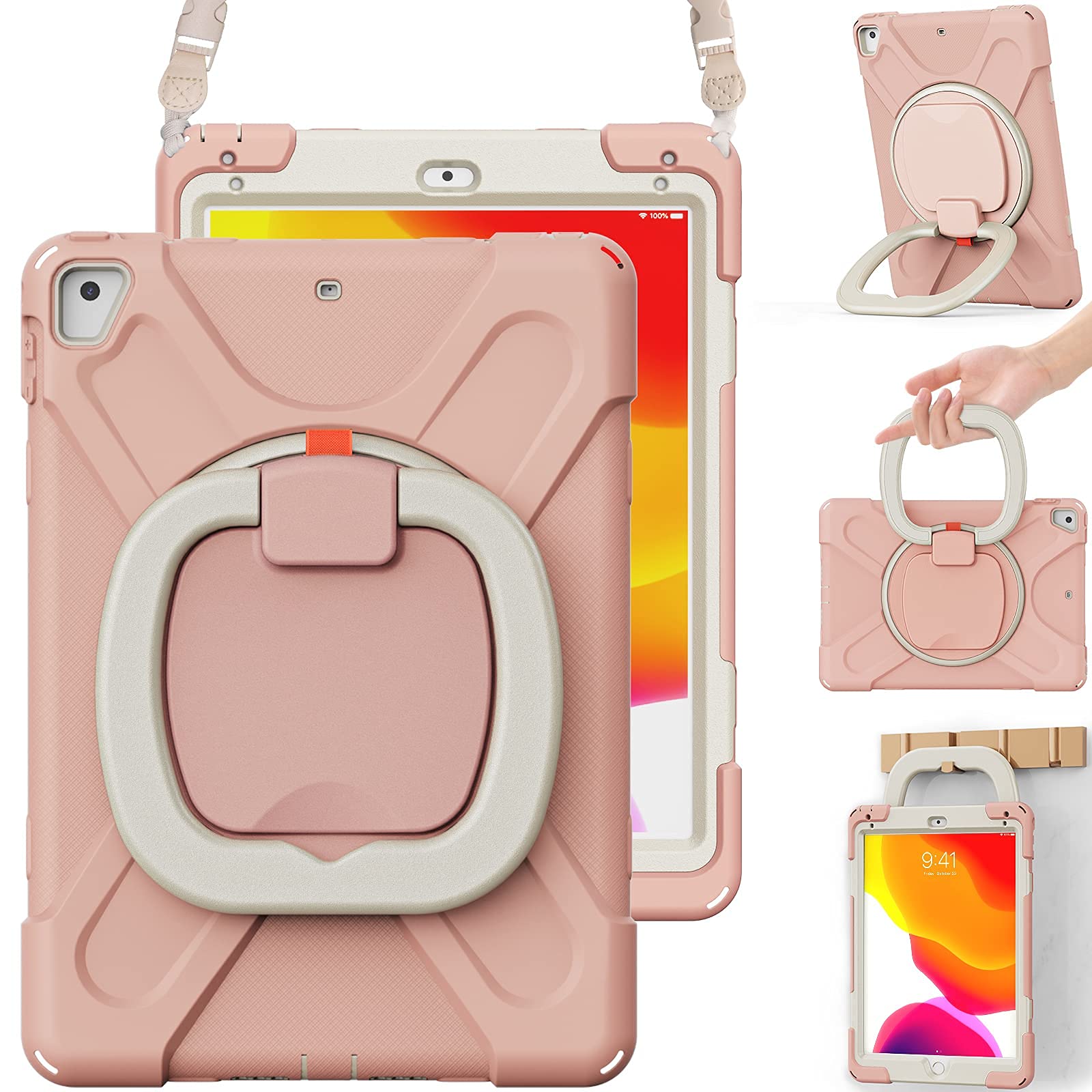 BRAECN Shockproof Kids iPad Case for Apple iPad 6th/5th Generation 9.7 Inch (2018/2017) - Heavy Duty Protective Cover with Handle, Strap, Kickstand & Pencil Holder - Perfect for School, Travel & Home Use