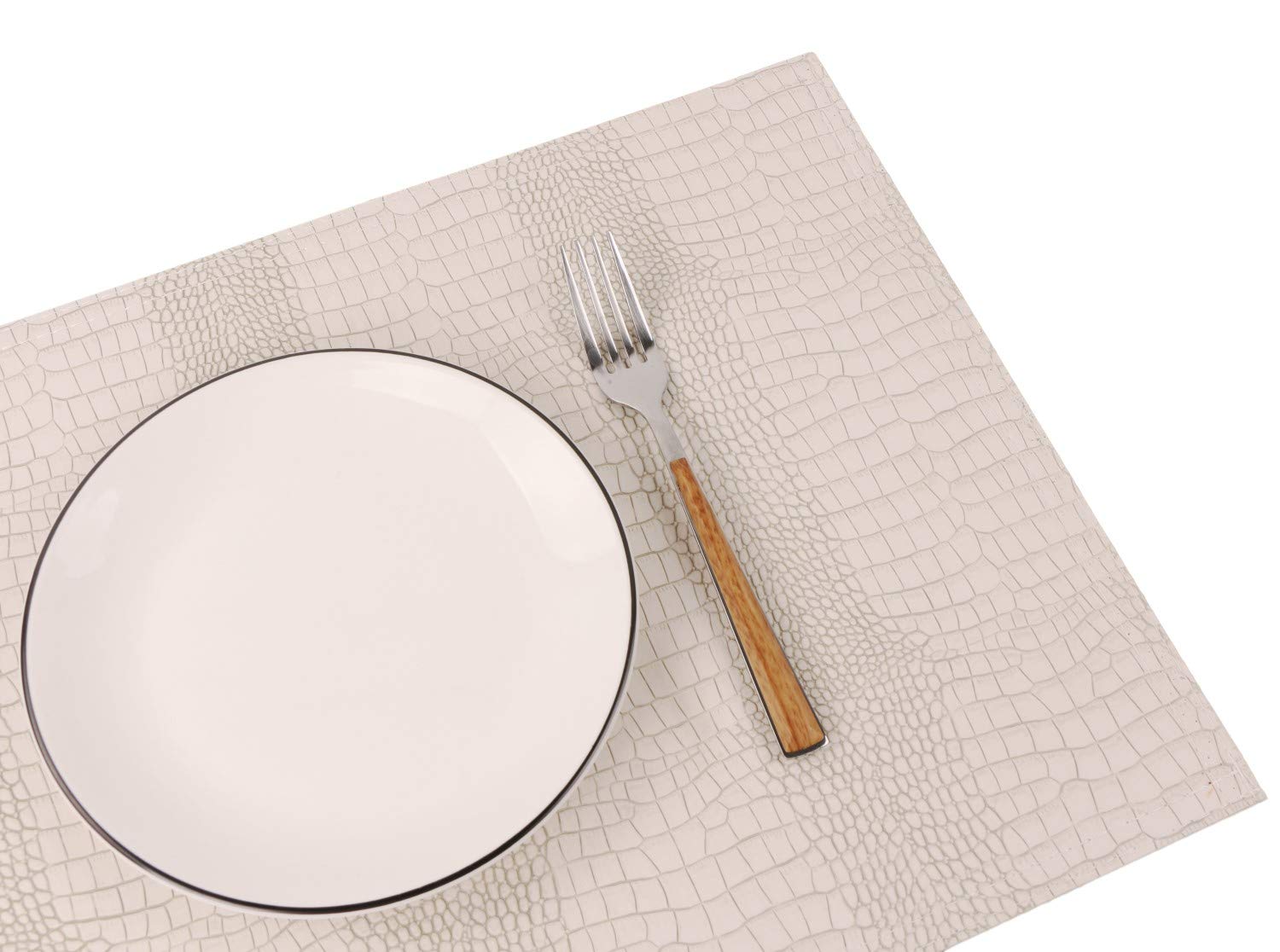 Premium Waterproof PU Leather Placemats Set of 8 - Heat & Stain Resistant Table Mats for Dining Table, Office Conference, and Home Decor - Easy Clean Faux Leather Hardboard Placemats (White) - Perfect for Everyday Meals, Dinner Parties, and Professional Meetings