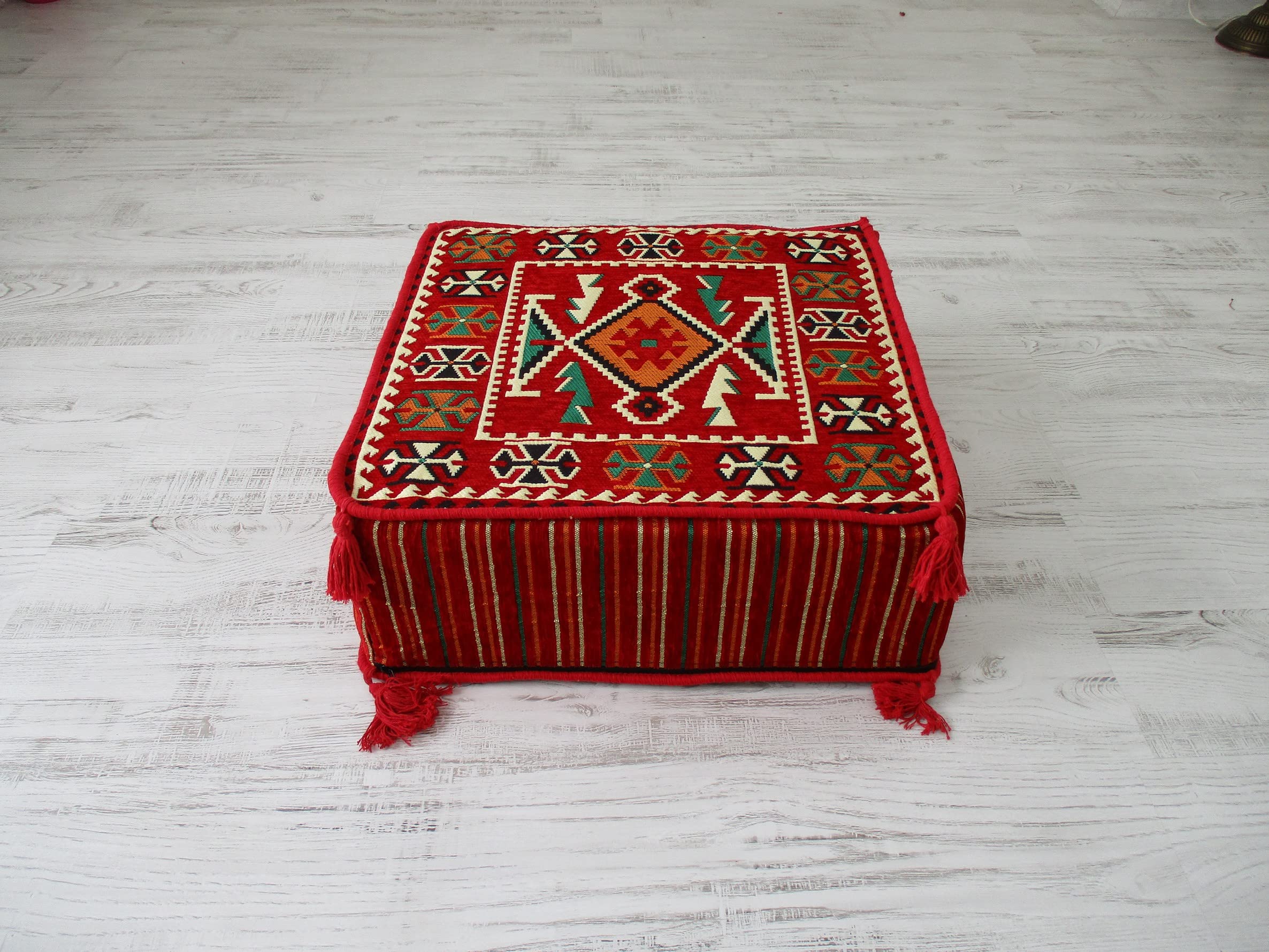 Handmade Kilim Poufs & Ottomans - Moroccan Footstool, Arabic Coffee Table, Pet Bed - Boho Chic Home Decor for Living Room, Bedroom & Outdoor Use