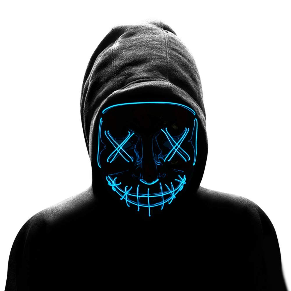 LED Light Up Purge Mask - Scary Halloween Mask with Glowing Effects for Costume Parties, Cosplay & Horror Events - BCHOCKS Halloween Accessories