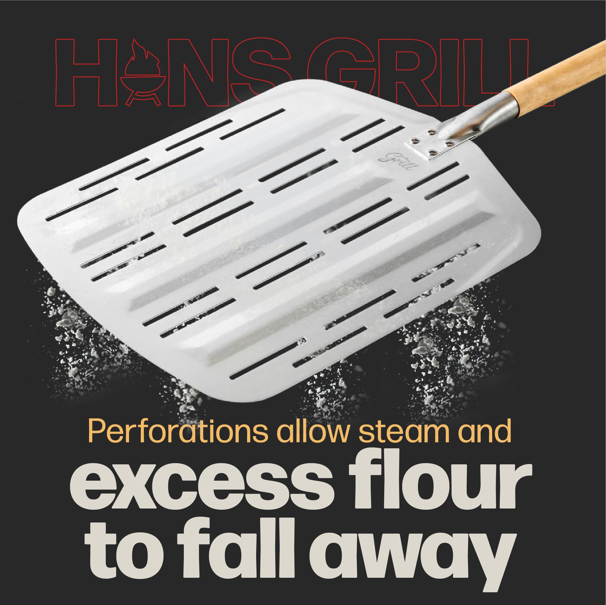 HANS GRILL Professional 15x12 Inch Rectangular Pizza Stone for Oven Baking & BBQ Grilling - Extra Large Pizza Stone with Peel - Restaurant Grade Baking Stone for Homemade Pizza, Bread & Desserts - Perfect for Outdoor Cooking & Backyard Parties