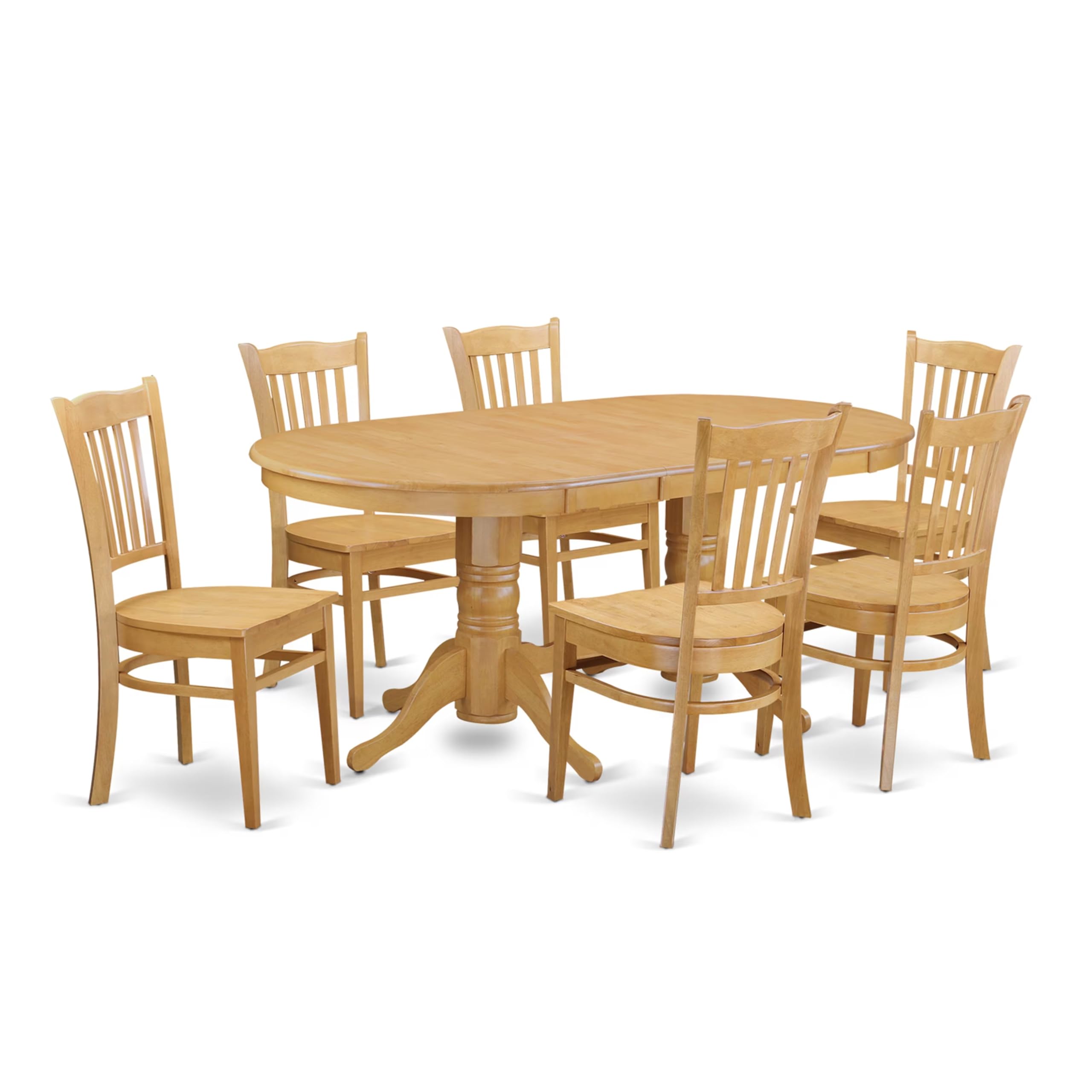 East West Furniture 7-Piece Oak Dining Room Table Set with Butterfly Leaf & 6 Chairs - 40x76 Inch Oval Wooden Table for Kitchen & Dining Room - Perfect for Family Gatherings & Dinner Parties