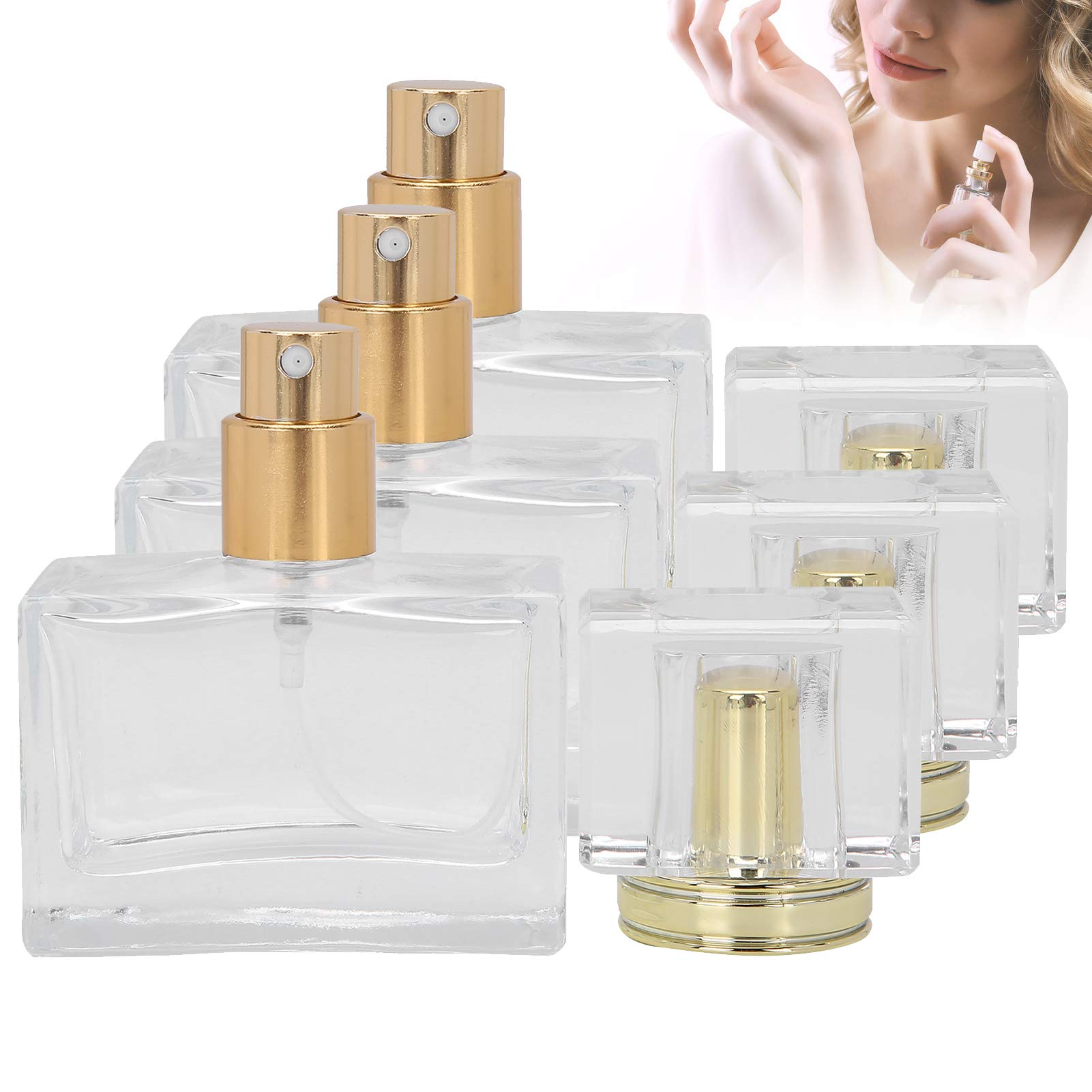 Dioche 3-Pack 30ml Clear Glass Perfume Atomizer Spray Bottles - Refillable Empty Perfume Bottles with Gold Dispenser for Travel, Makeup & Fragrance Storage | Perfect for DIY Essential Oils, Cologne & Cosmetic Liquids