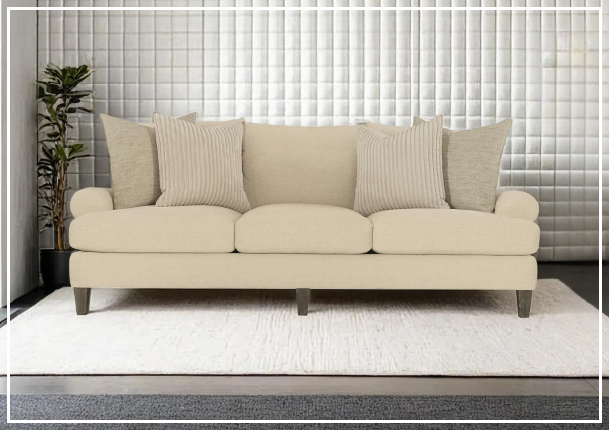 Bernhardt Isabella Fabric Sofa with Plush Feather Down Cushions - Luxurious Comfort for Living Room, Lounge & Family Gatherings