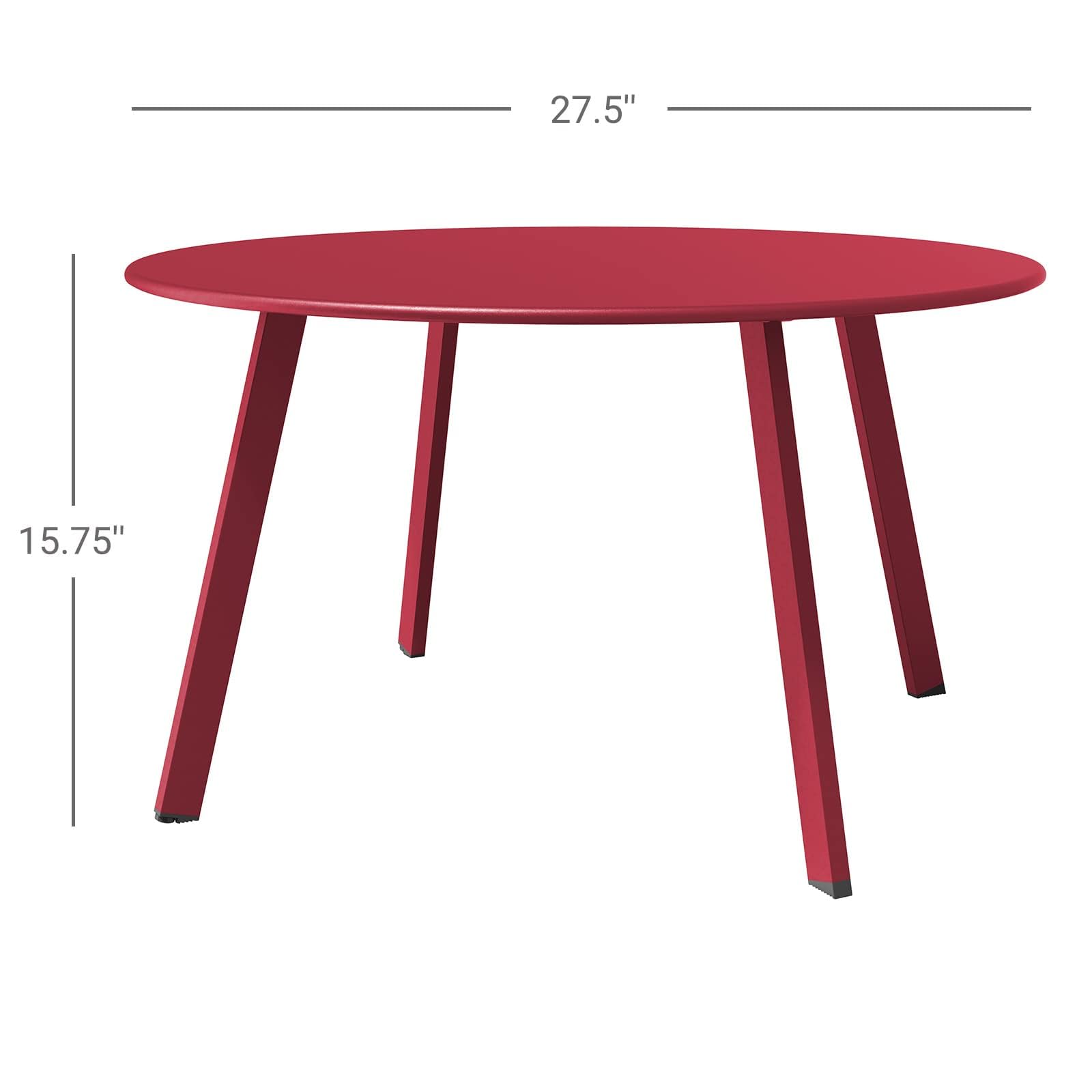 **Round Steel Patio Coffee Table Set - Weather Resistant Outdoor Nesting Tables (1 Large Side Table + 1 Small End Table) - Red (2-Piece) - Perfect for Garden, Deck, Poolside & Patio Furniture**