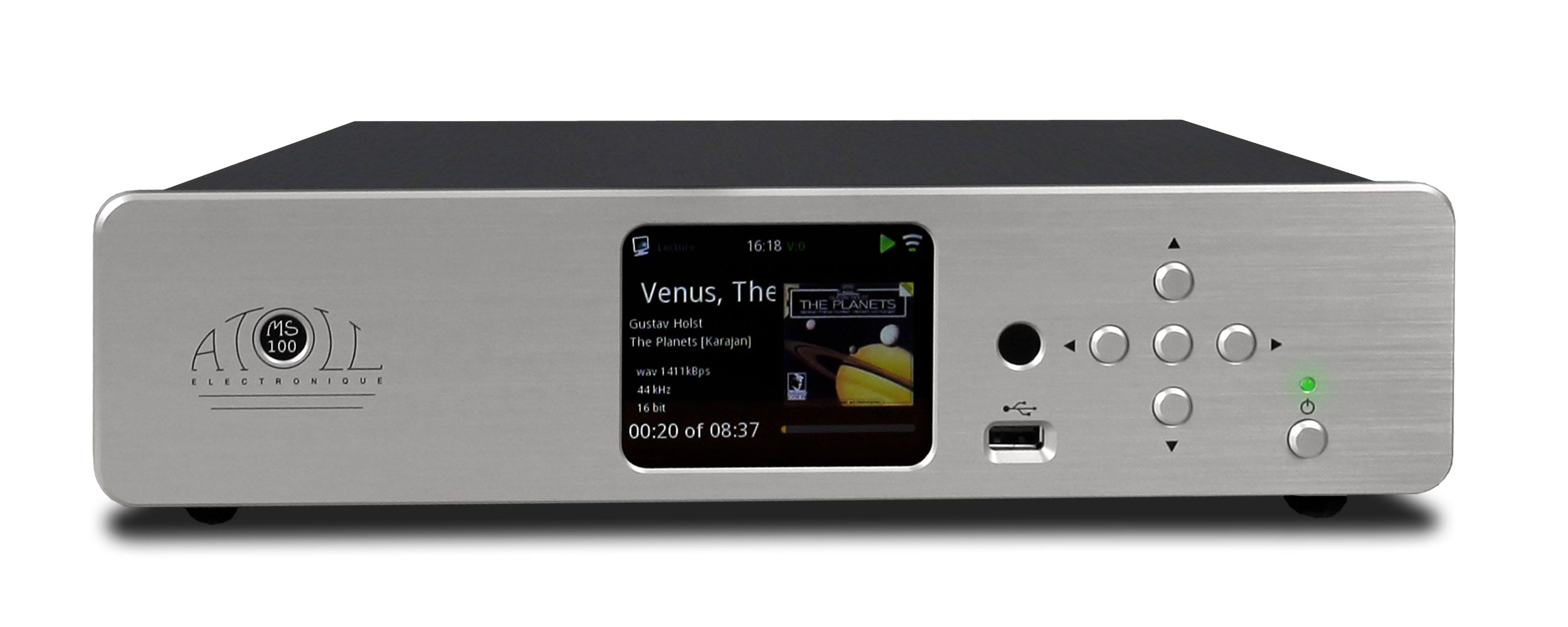 Atoll MS100 High-Fidelity Audio Streamer - Black & Silver Finishes | Premium Wireless Music Player for Home Theater & Audiophile Systems