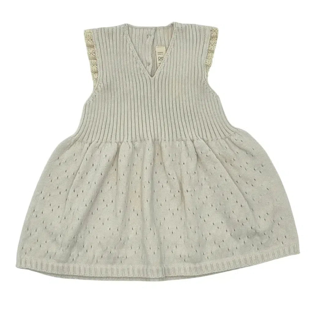Li + Me Women's Knit Dress in Cream - Soft & Comfortable Pullover Sweater Dress for Casual Wear, Office, and Date Nights