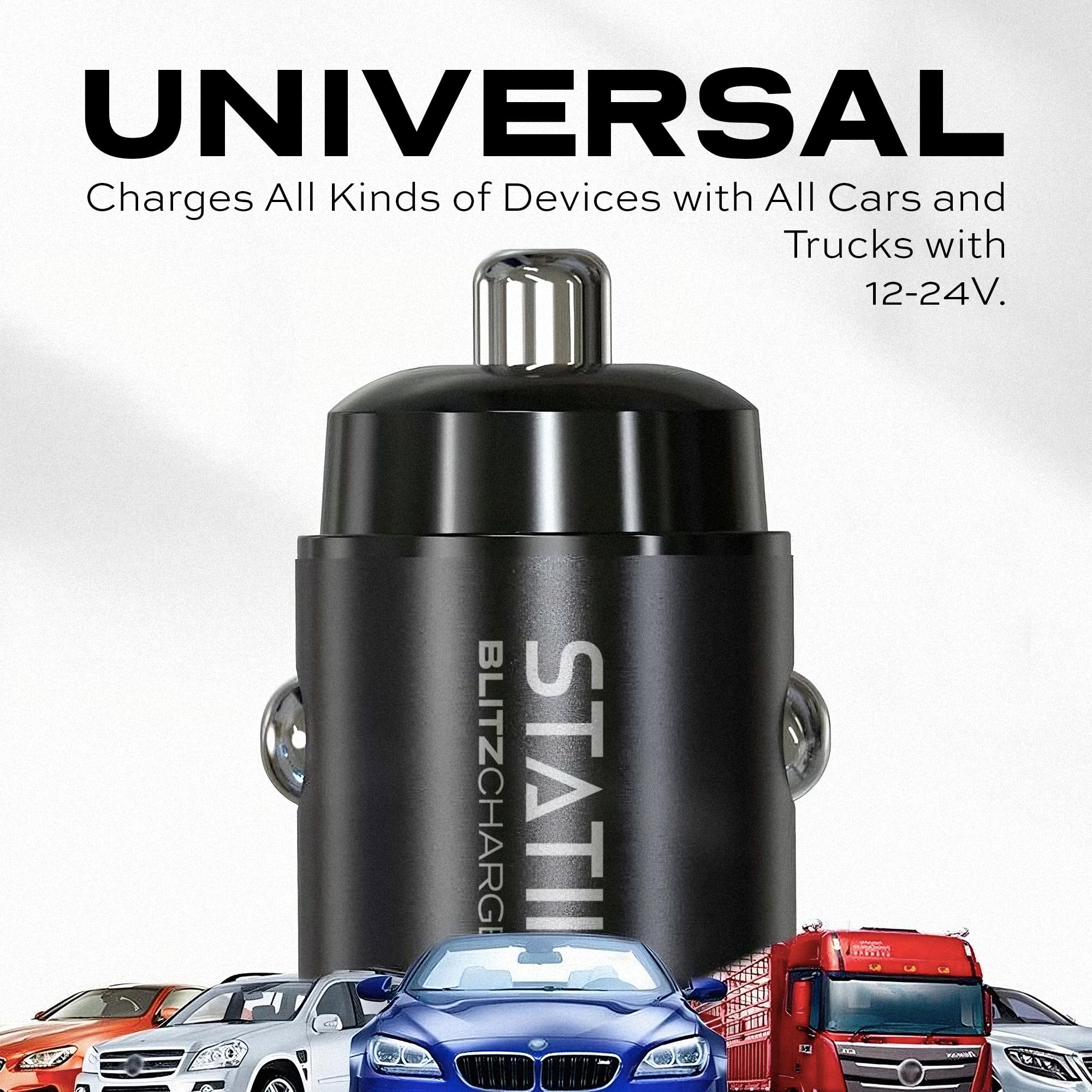 Dual Car Phone Charger - Fast USB C & A Charging for Cars - 12V-24V Power Adapter | Perfect for Road Trips & Commuting