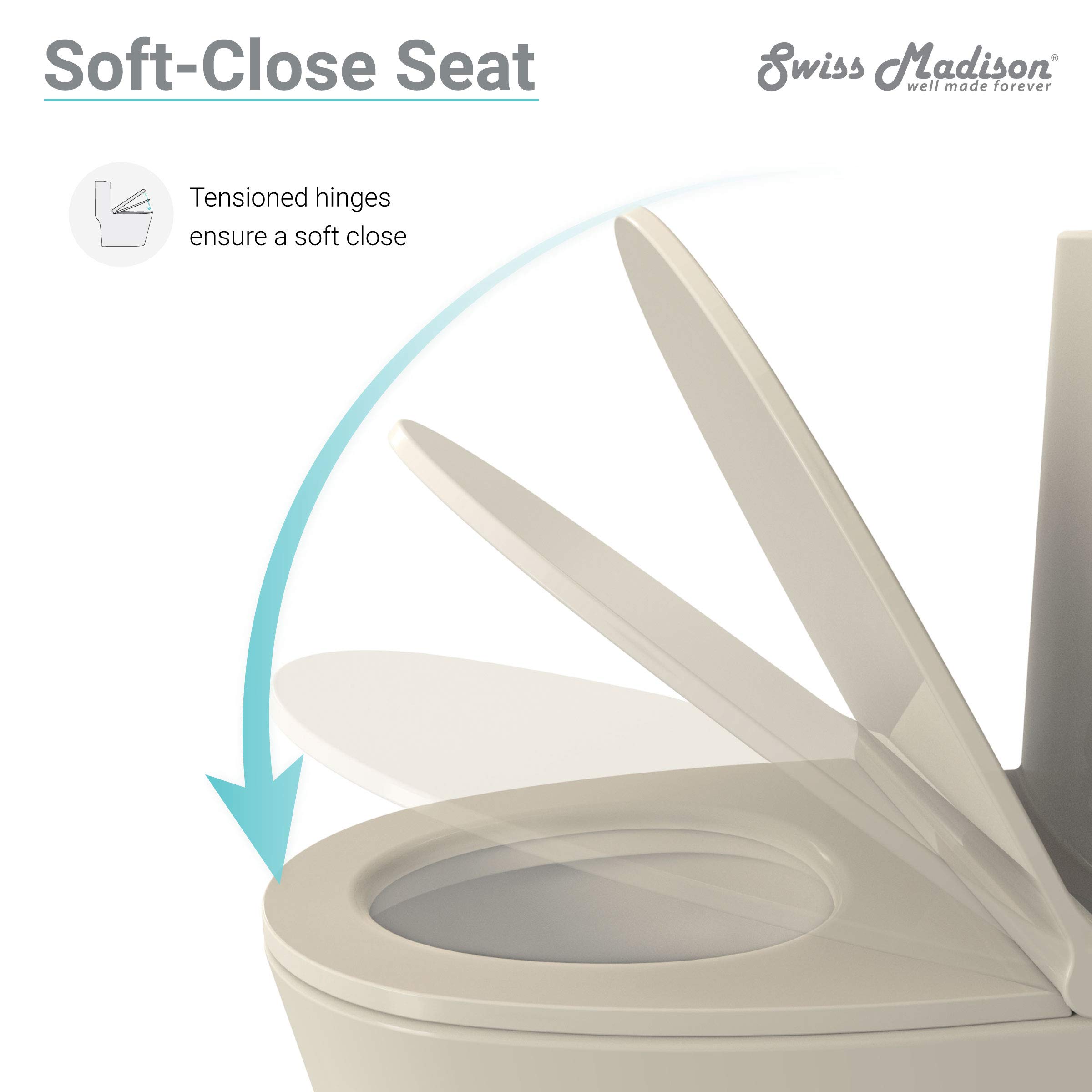 Swiss Madison SM-1T803BQ Chateau One Piece Elongated Dual Flush Toilet 0.8/1.28 GPF - Water Efficient Bisque Toilet for Modern Bathrooms | Perfect for Home Renovation & Small Bathroom Spaces