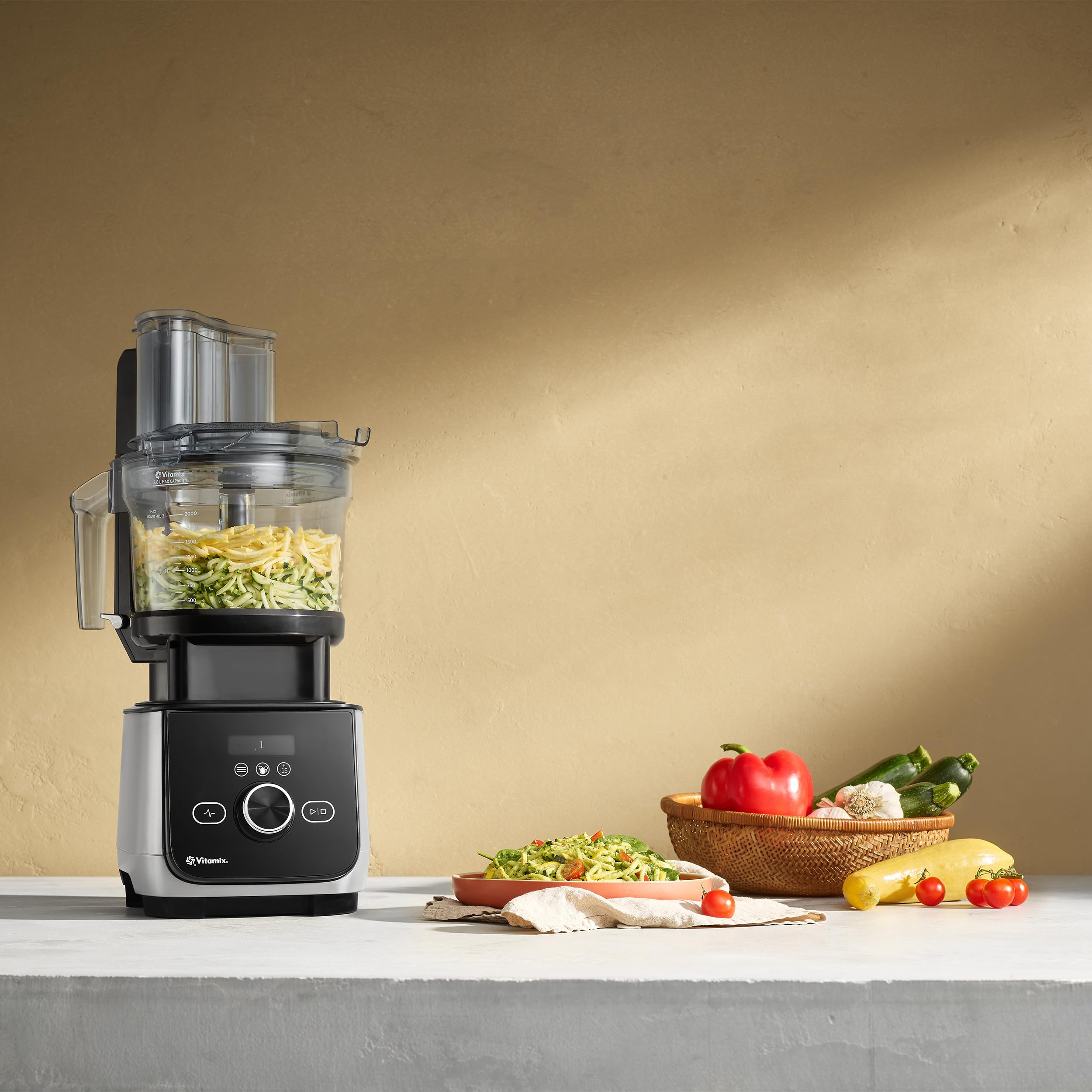 Vitamix 12-Cup Food Processor Attachment with SELF-DETECT™ Technology - Compatible with Ascent & Venturist Series Blenders - Perfect for Chopping, Slicing & Shredding - Ideal for Meal Prep, Smoothies & Healthy Cooking (Black)