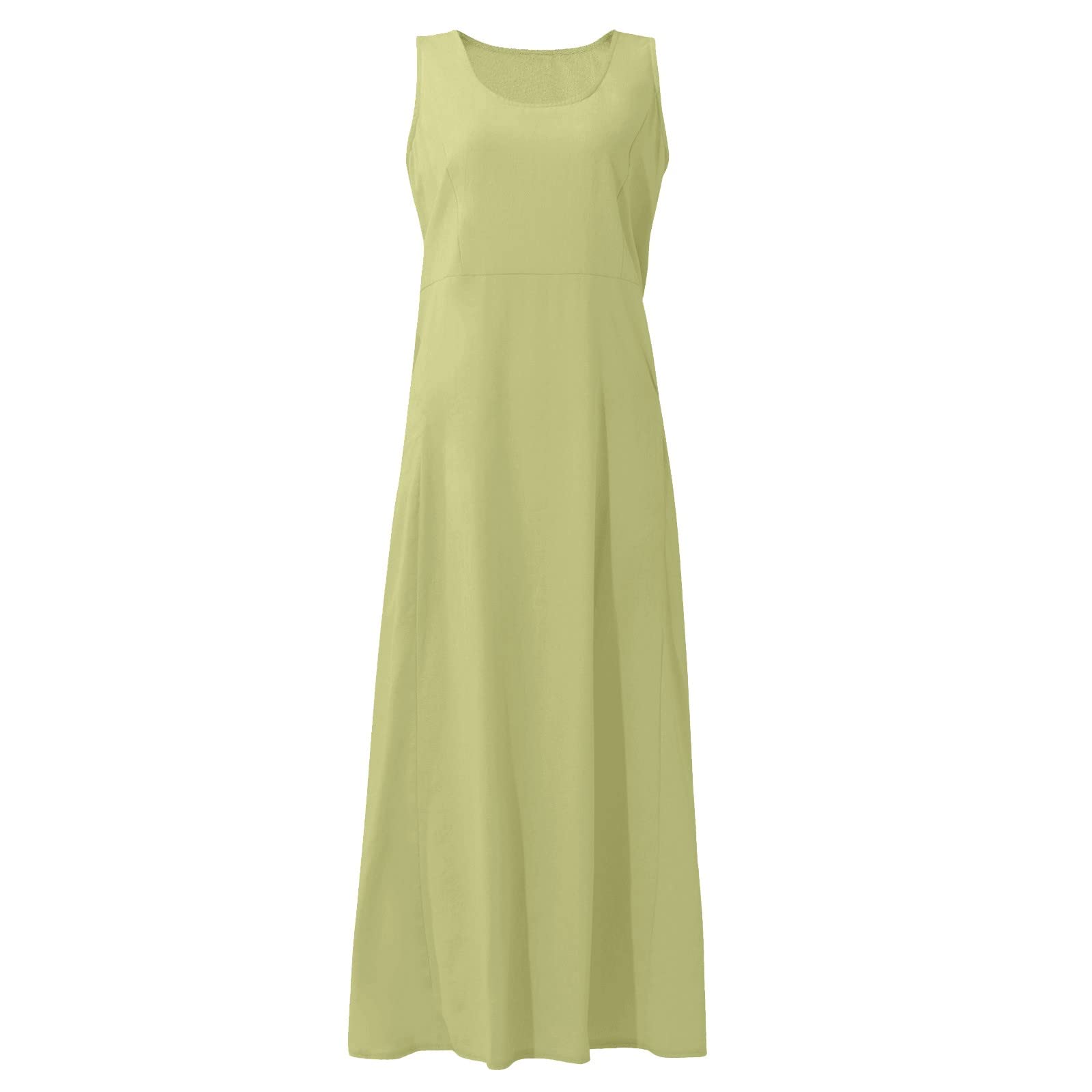 Women's Summer Casual Cocktail Dress - Sleeveless Cotton Linen Pocket Dress in Solid Colors | Perfect for Parties, Weddings & Beach Vacations