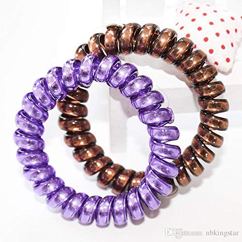 Belicia Colorful Spiral Hair Ties - Soft Telephone Wire Elastic Hair Bands for Women & Girls - No Damage No Pull Hair Accessories for Ponytail, Bun & Braid Styling