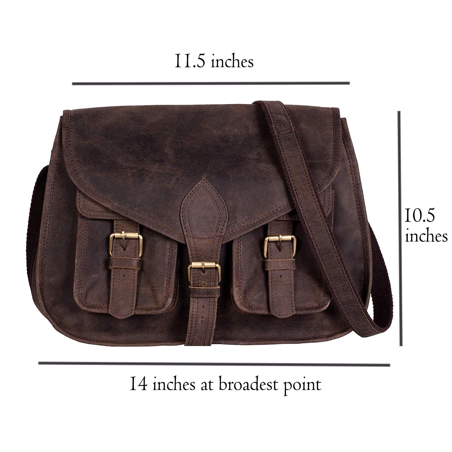 14 Inch Genuine Leather Purse for Women - Stylish Shoulder Bag & Crossbody Satchel - Ladies Tote Handbag for Travel, Work & Everyday Use