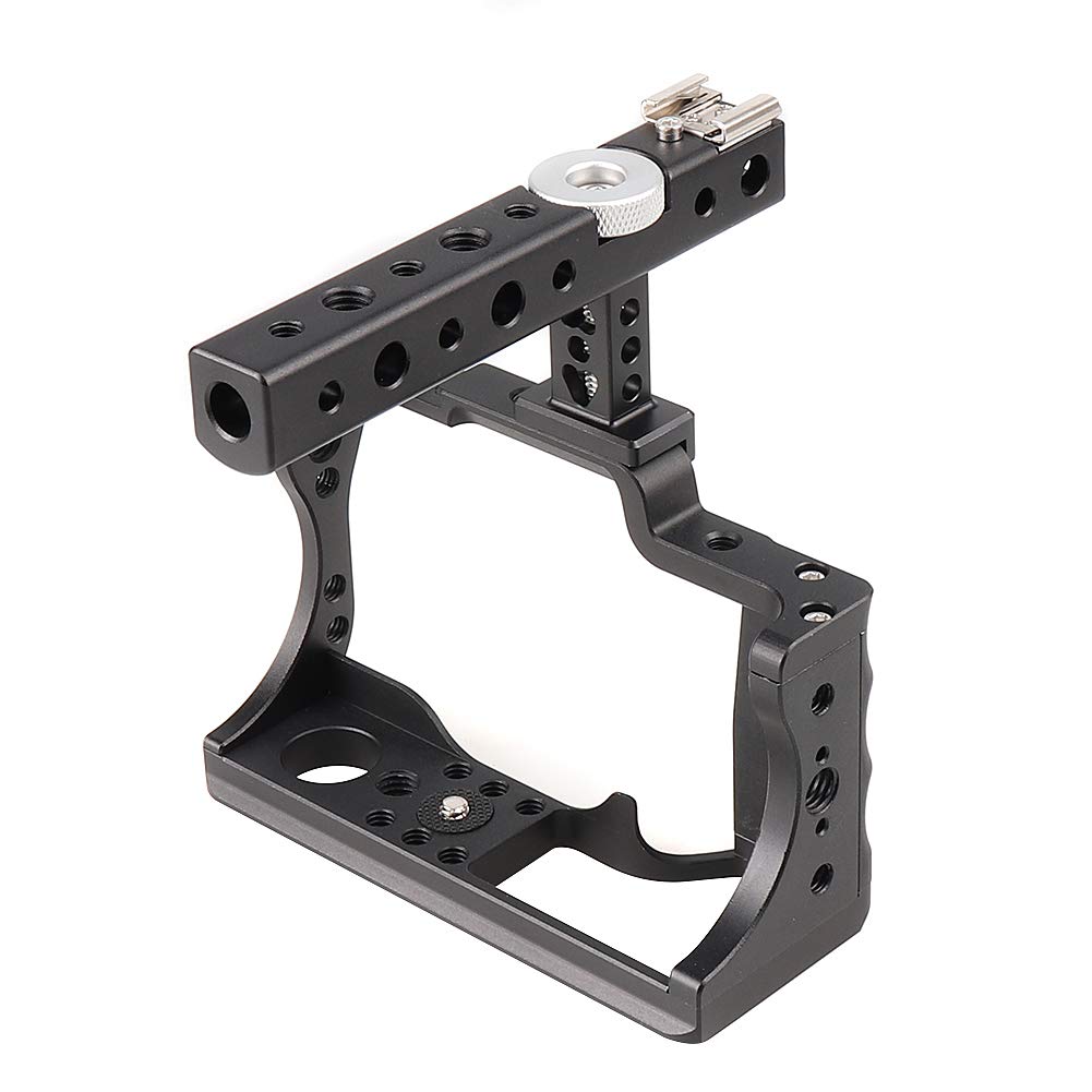 Aluminum Alloy DSLR Camera Cage Stabilizer with Cold Shoe & Top Handle Grip for Canon EOS M50 - Perfect for Vlogging, Filmmaking & Professional Photography