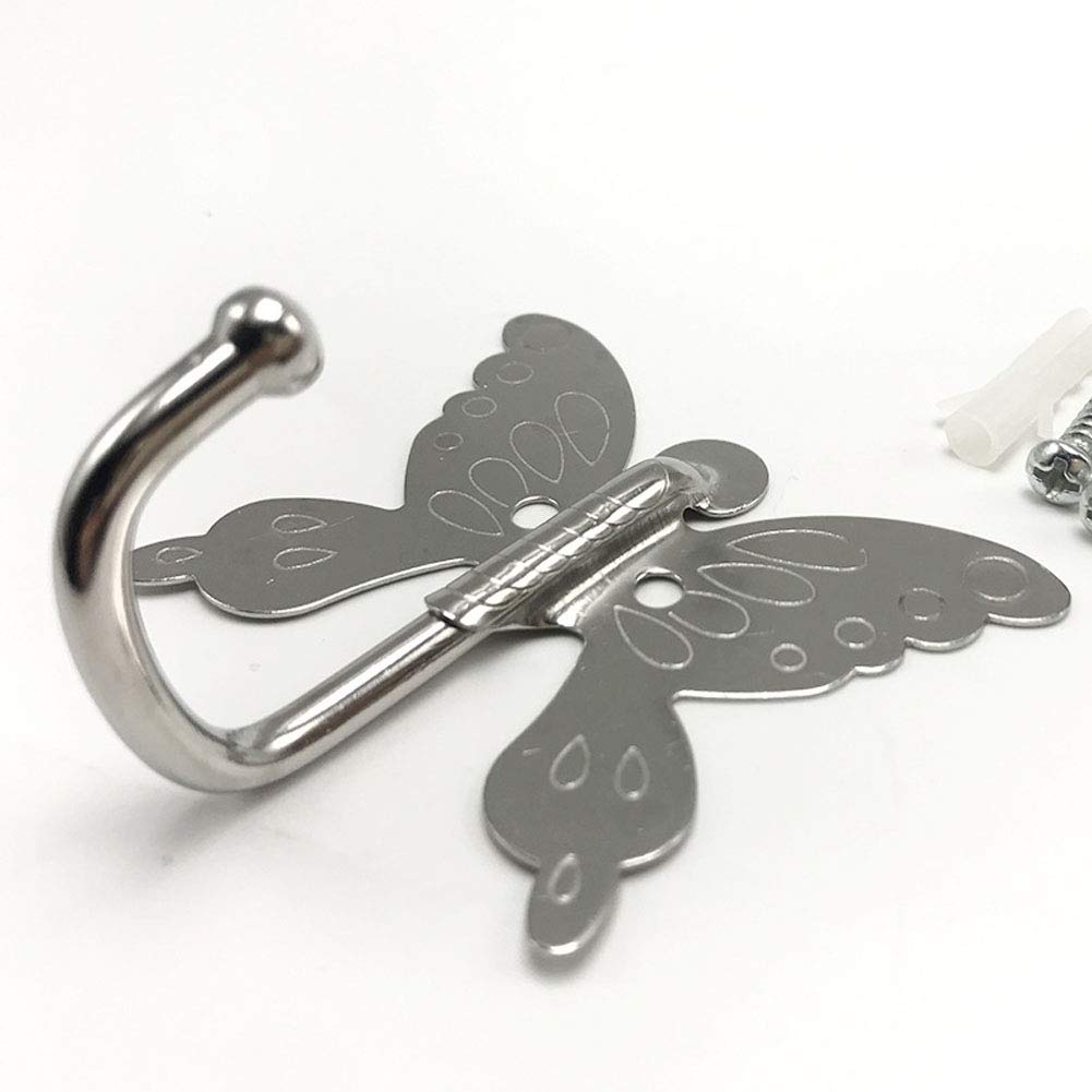8 Pack Stainless Steel Butterfly Hook Coat Hangers - Durable Door Hooks for Clothes, Hats, Robes | Space-Saving Organizer for Bedroom, Bathroom & Kitchen - Easy Installation & Rustproof Design