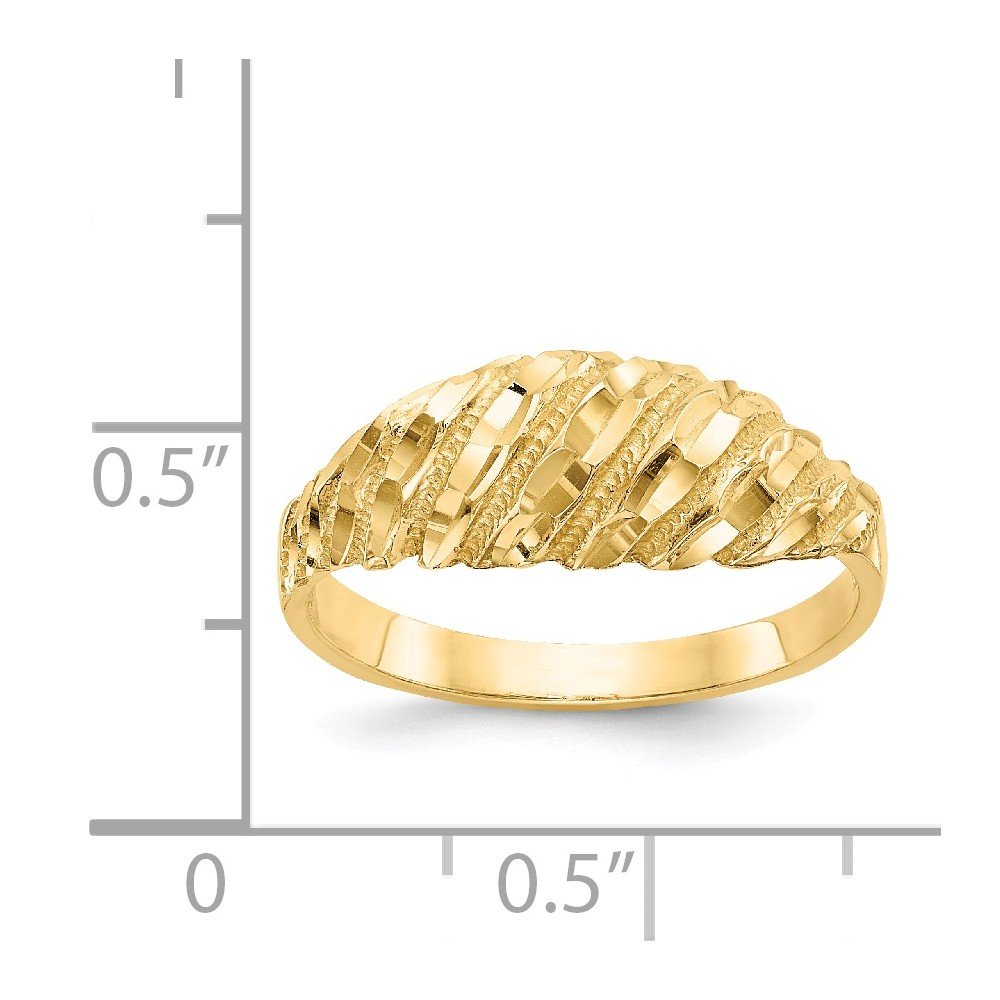 14K Solid Yellow Gold Diamond-Cut Dome Ring Band for Women - Elegant Wedding, Engagement & Everyday Jewelry