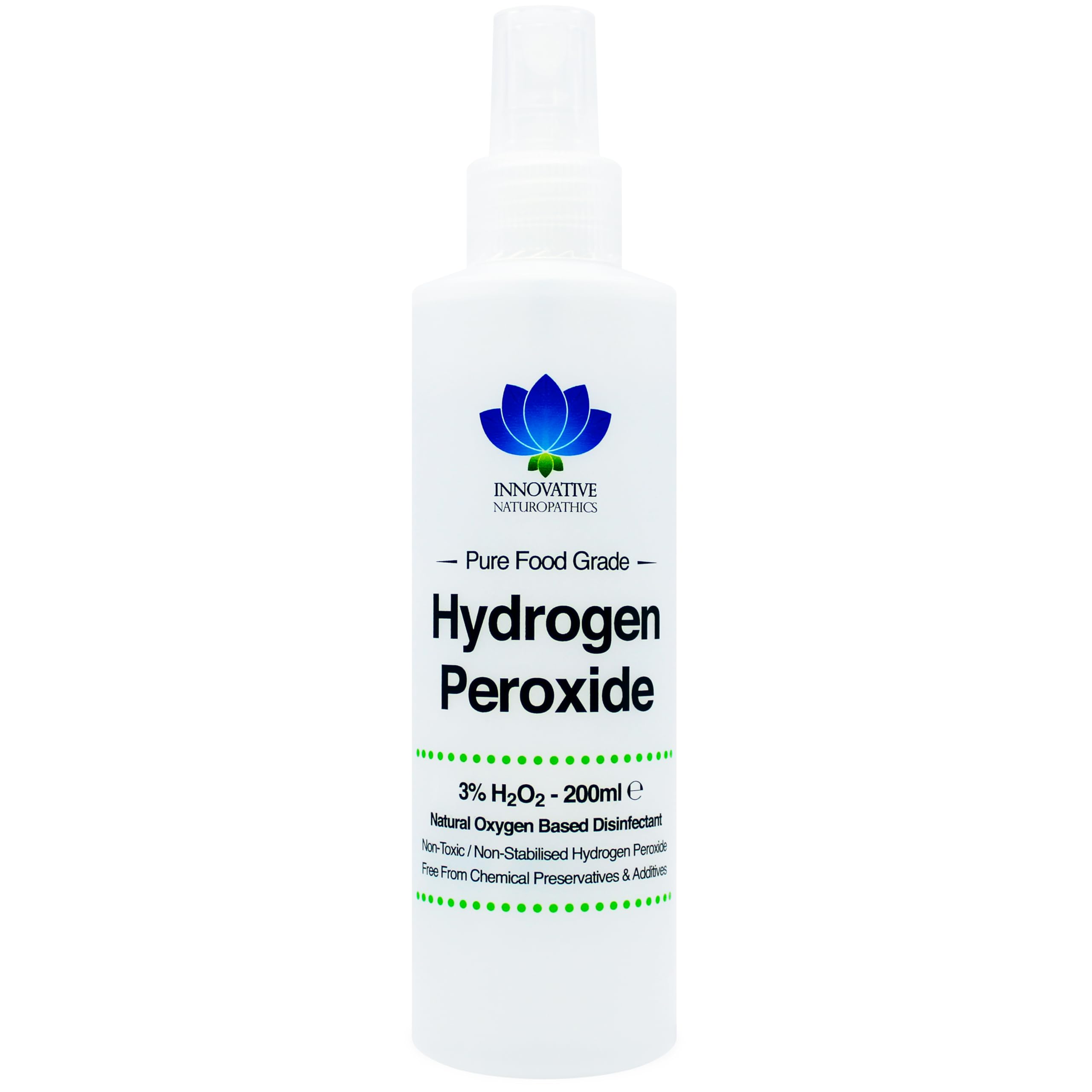 3% Food Grade Hydrogen Peroxide Spray - 200ml Bottle for First Aid, Cleaning & Disinfection | Safe for Kitchen, Bathroom & Wound Care