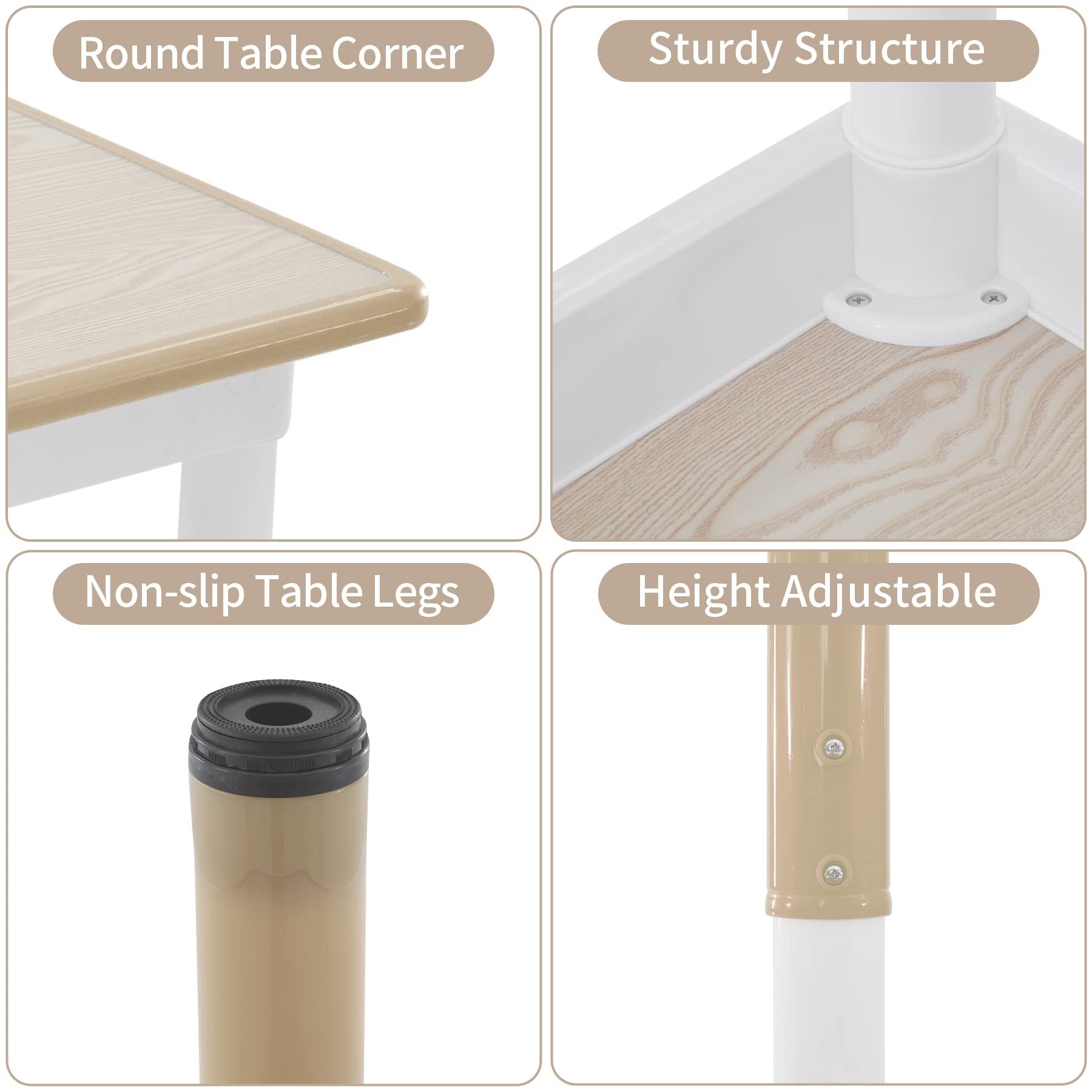 Adjustable Height Toddler Table and Chairs Set for 4 Kids - 47.2