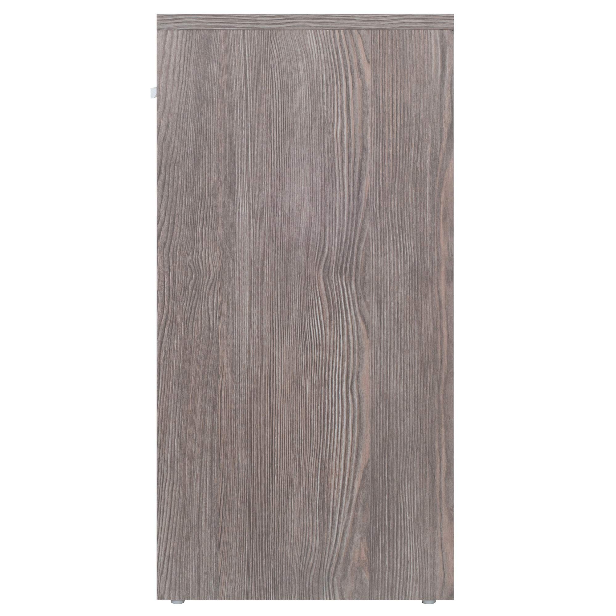 Contemporary Ergonomic Wooden Rennick Accent Table - Rustic Side Table with Drawer & Cabinet, Mini Bookshelf & Printer Stand in Ash Gray - Perfect for Living Room, Bedroom, or Home Office Decor