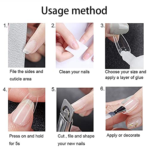 FAMEZA 100pcs Clear Acrylic False Nail Tips - Full Cover Artificial Nails with Storage Case for DIY Nail Art, 10 Sizes - Perfect for Salon, Home Manicure & Party Glam Looks