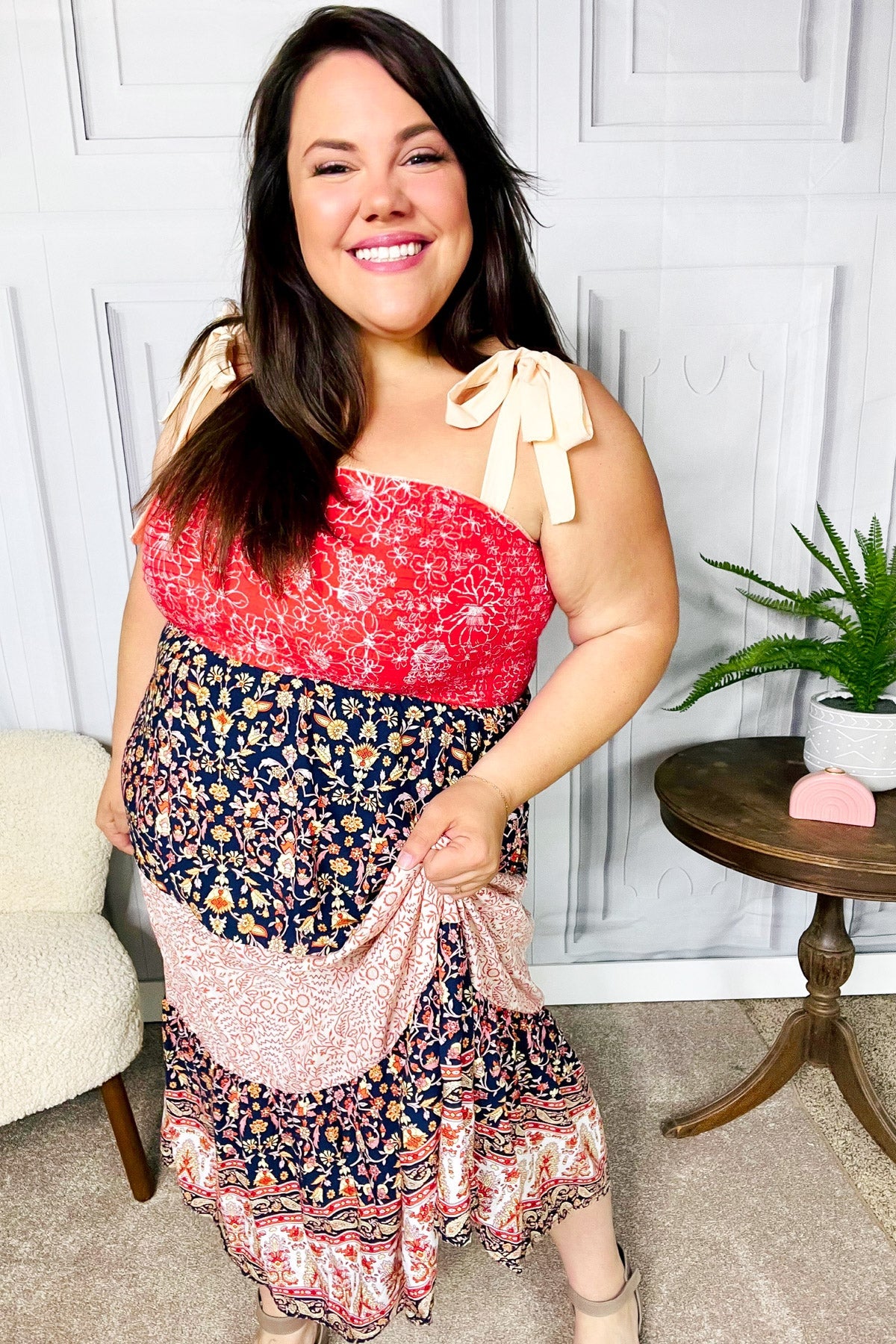 Orange Floral Smocked Tube Top Tiered Maxi Dress - Boho Summer Beach Dress for Vacation, Pool Party & Music Festival