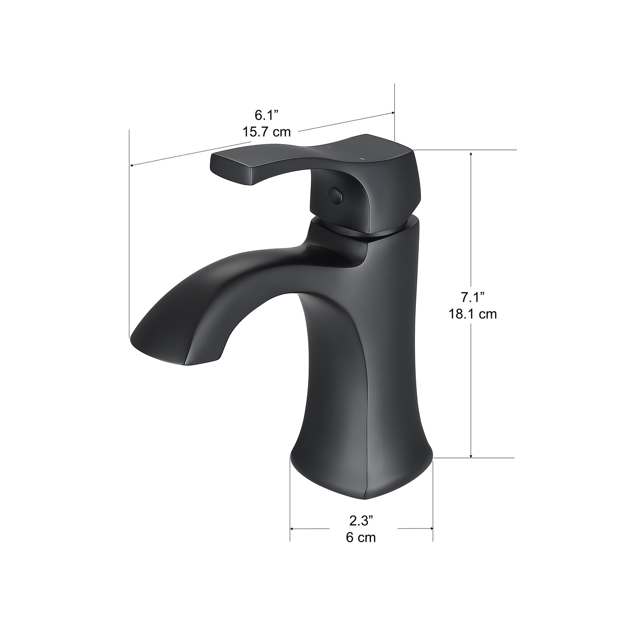 Ancona Morgan Matte Black Single Lever 1-Hole Bathroom Faucet - Modern Waterfall Spout for Vanity Sink, Powder Room & Guest Bathroom