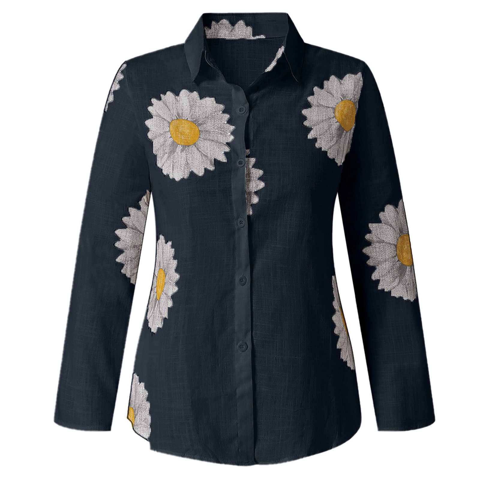 Trendy Women's Long Sleeve Floral Print Button Down Shirt - Casual Loose Fit Summer Blouse for Work, Dating & Everyday Wear