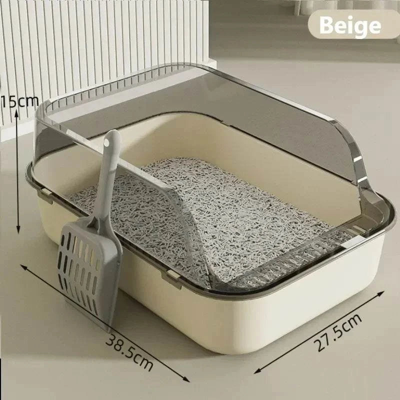 Semi-Enclosed Cat Litter Box with Odor Control - Privacy Hood for Indoor Cats - Perfect for Small Spaces & Apartments