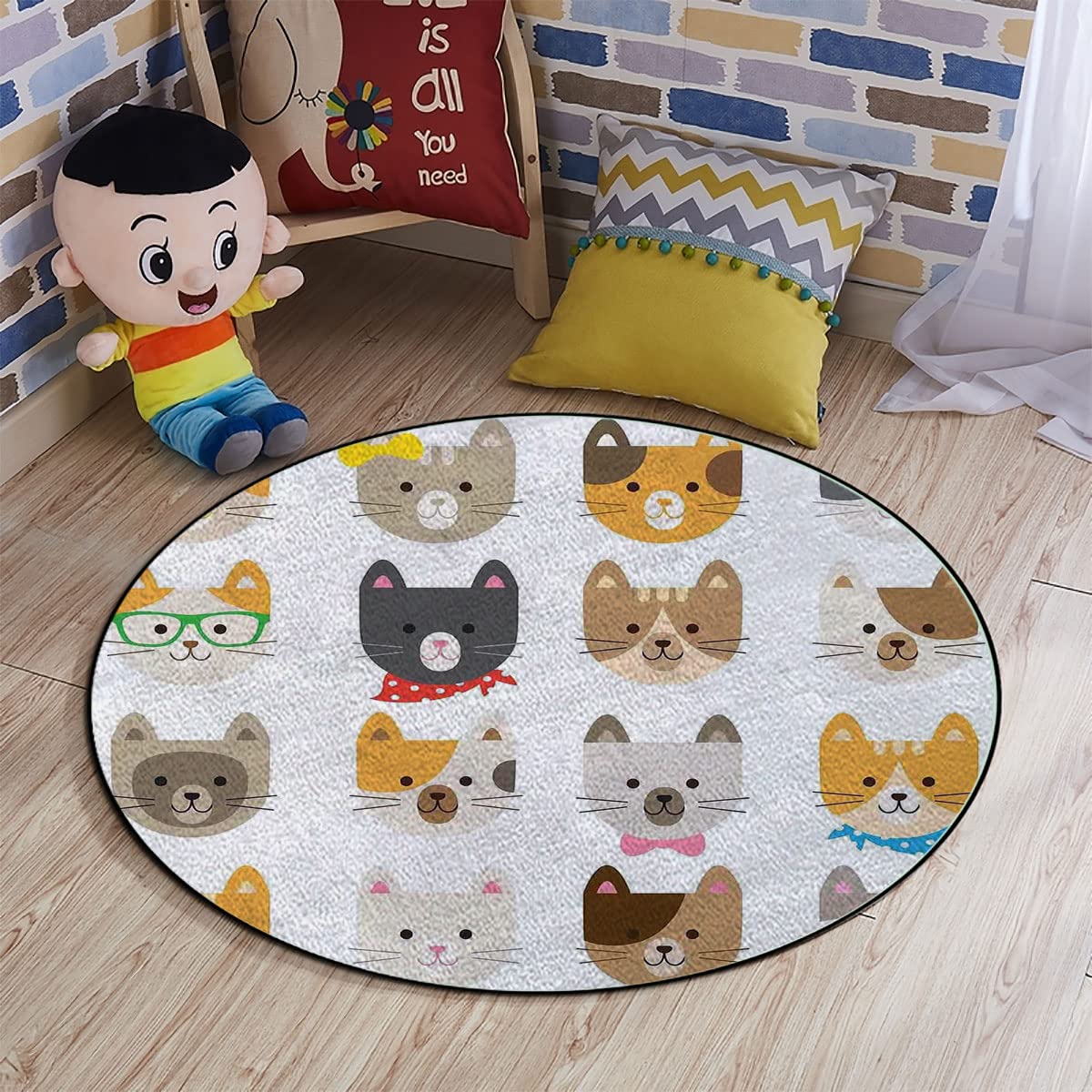 Round Anti-Slip Chair Mat for Hardwood Floors - 60 Inch Noise Reducing Office Chair Mat for Home Office, Gaming Room & Pet-Friendly Spaces (Grey/Beige) - Protects Floors from Scratches & Reduces Chair Noise